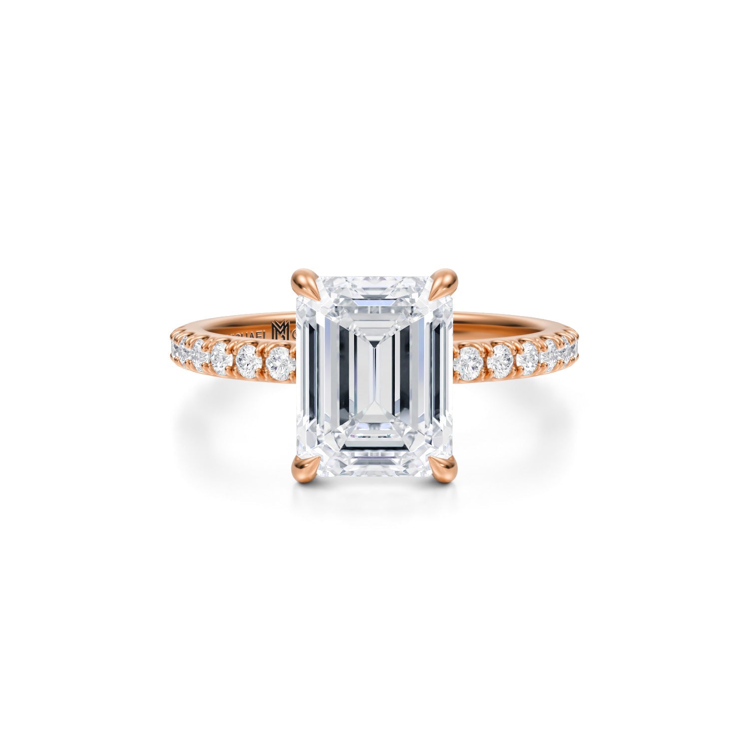 Emerald Pave Ring With Pave Prongs (3.40 Carat F-VVS2) - Michael Gabriels