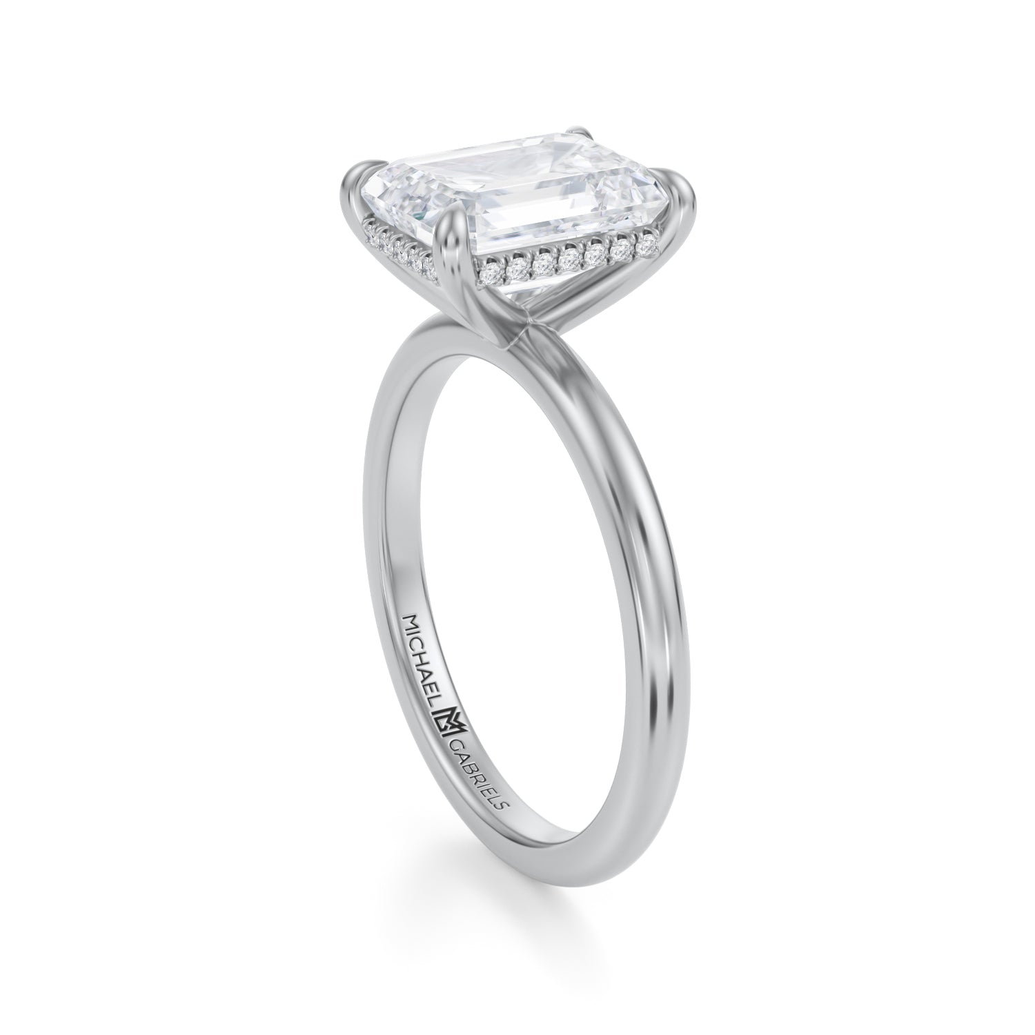 Emerald Solitaire Ring With Invisible Halo (2.00 Carat G-VVS2) - Michael Gabriels