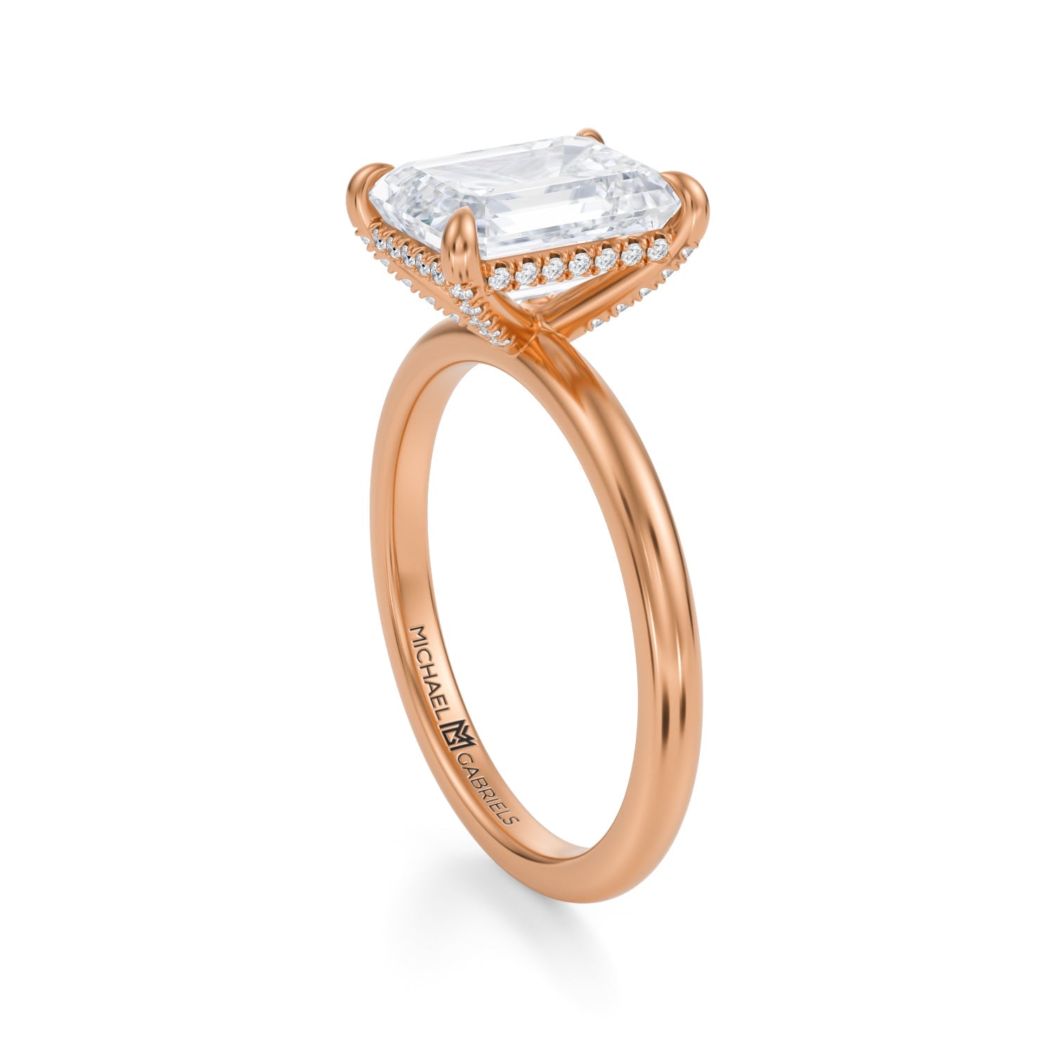 Emerald Solitaire Ring With Pave Basket (2.50 Carat G-VS1) - Michael Gabriels