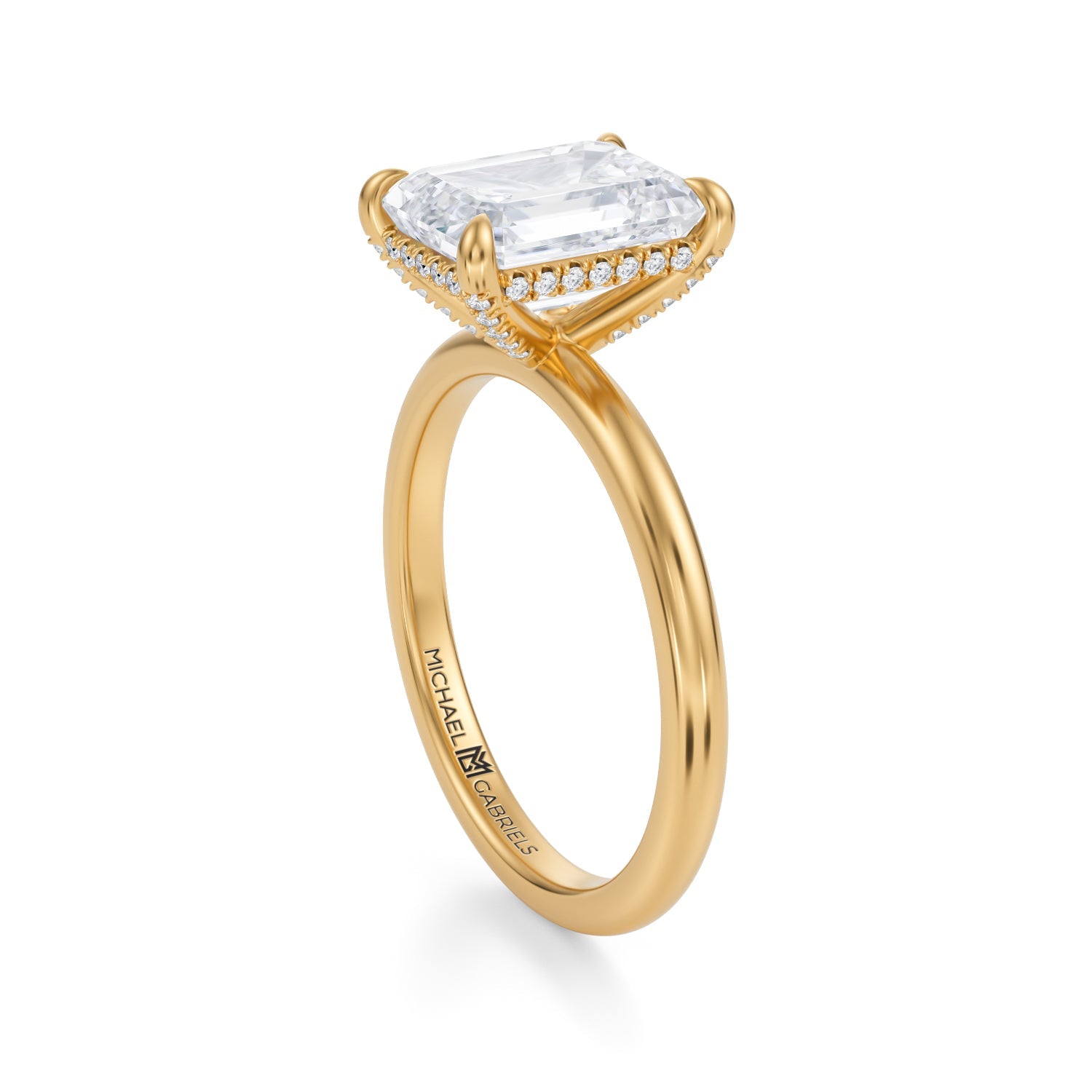 Emerald Solitaire Ring With Pave Basket (2.50 Carat G-VS1) - Michael Gabriels