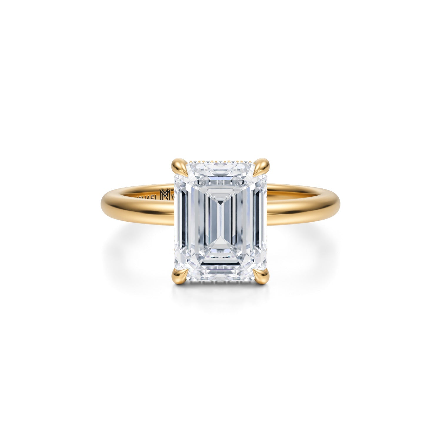 Emerald Solitaire Ring With Pave Basket (2.50 Carat G-VS1) - Michael Gabriels