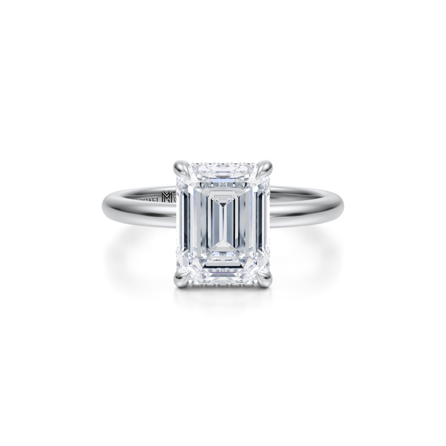 Emerald Solitaire Ring With Pave Basket (3.40 Carat G-VS1) - Michael Gabriels