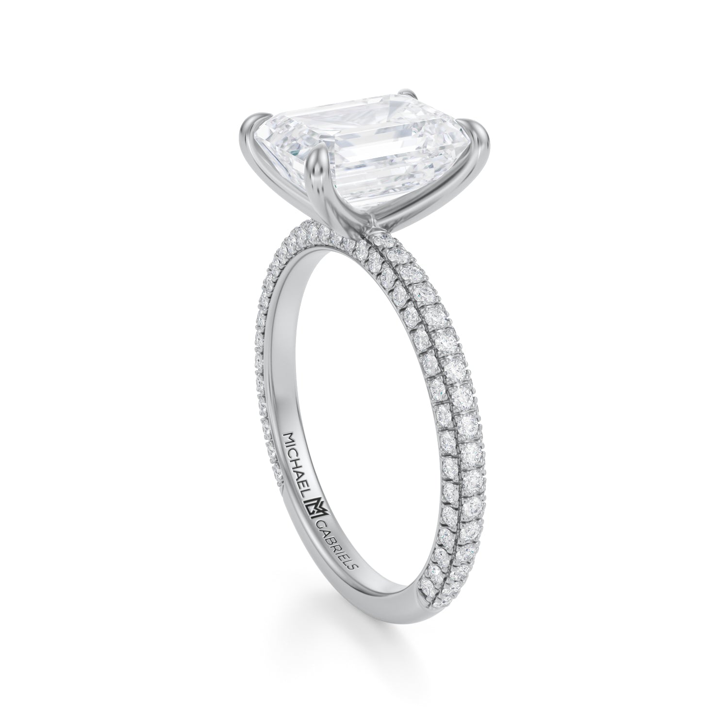 Emerald Trio Pave Ring (2.00 Carat G-VS1) - Michael Gabriels