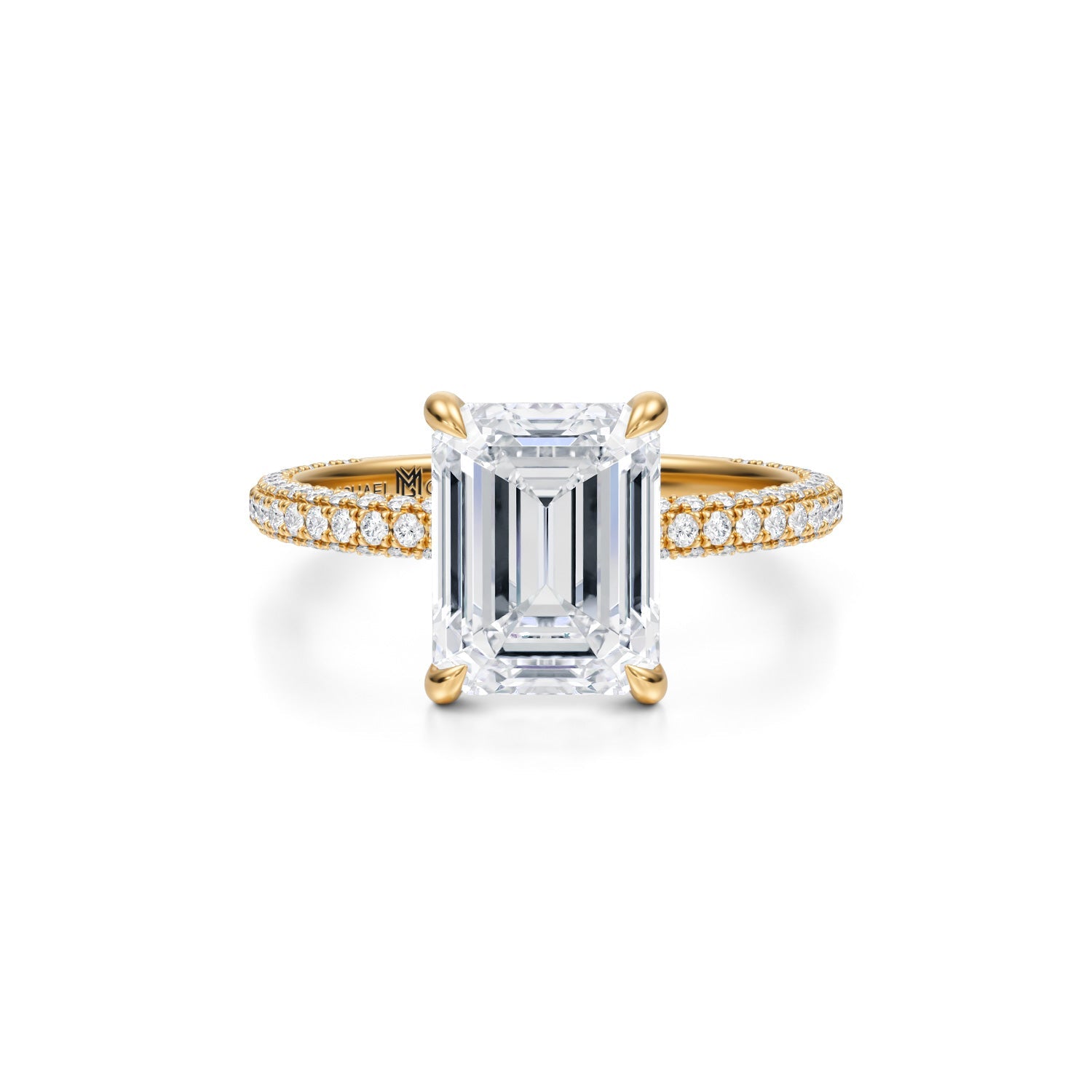 Emerald Trio Pave Ring (3.20 Carat E-VVS2) - Michael Gabriels