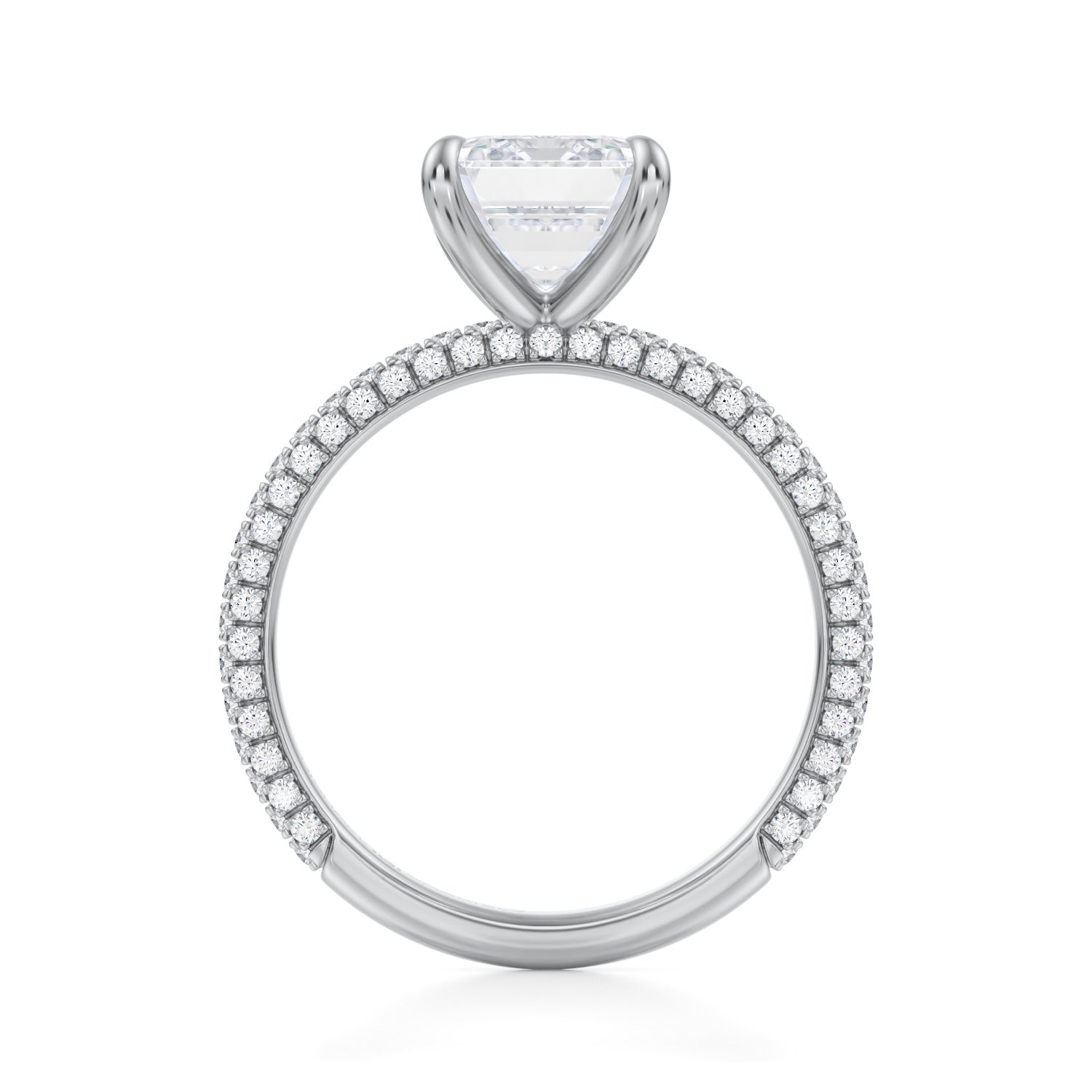 Emerald Trio Pave Ring (3.70 Carat G-VVS2) - Michael Gabriels