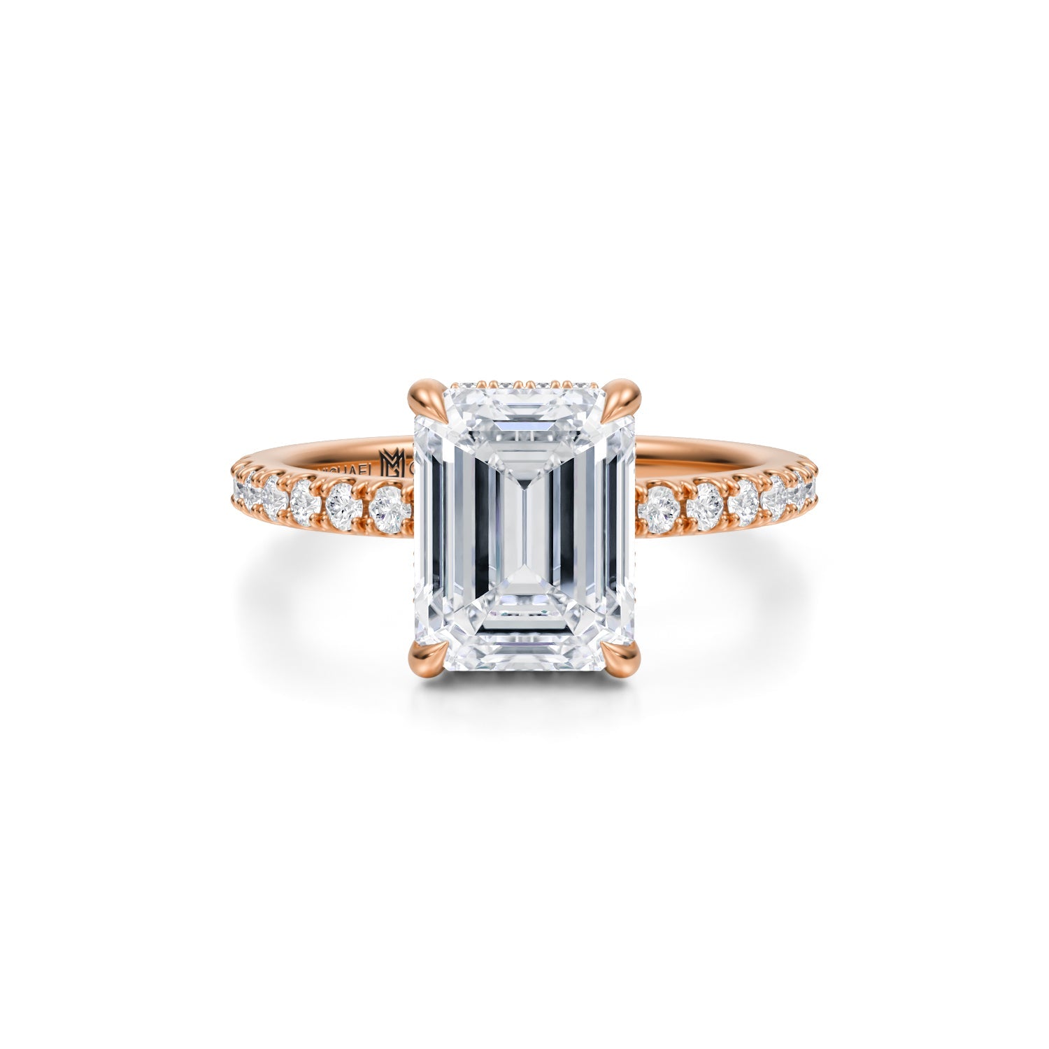 Emerald Wrap Halo With Pave Ring (3.00 Carat F-VS1) - Michael Gabriels