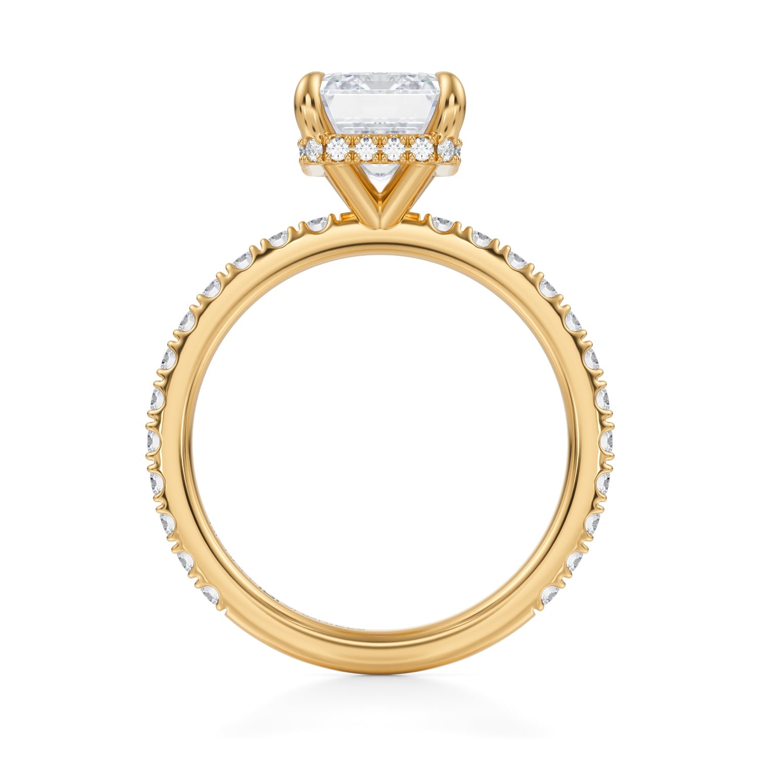 Emerald Wrap Halo With Pave Ring (3.00 Carat F-VS1) - Michael Gabriels