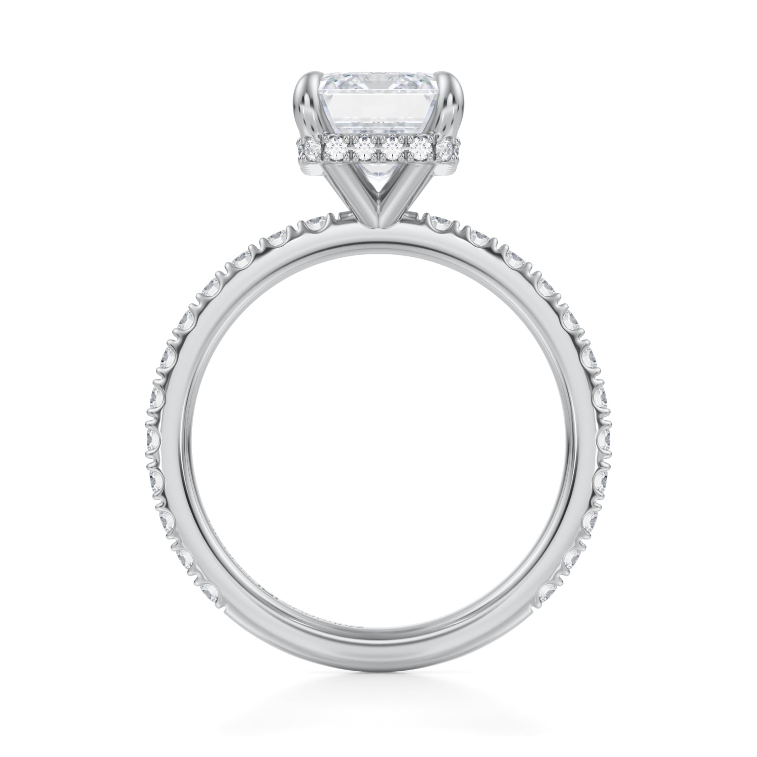 Emerald Wrap Halo With Pave Ring (3.20 Carat F-VS1) - Michael Gabriels