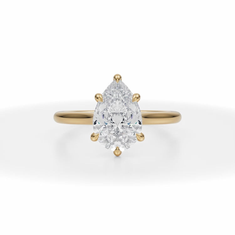 Lab Grown Diamond Classic Pear Cathedral Ring in Yellow Gold