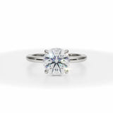 Round Solitaire Ring With Pave Basket in White Gold