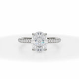 Lab Grown Diamond Oval Trio Pave Ring in White Gold