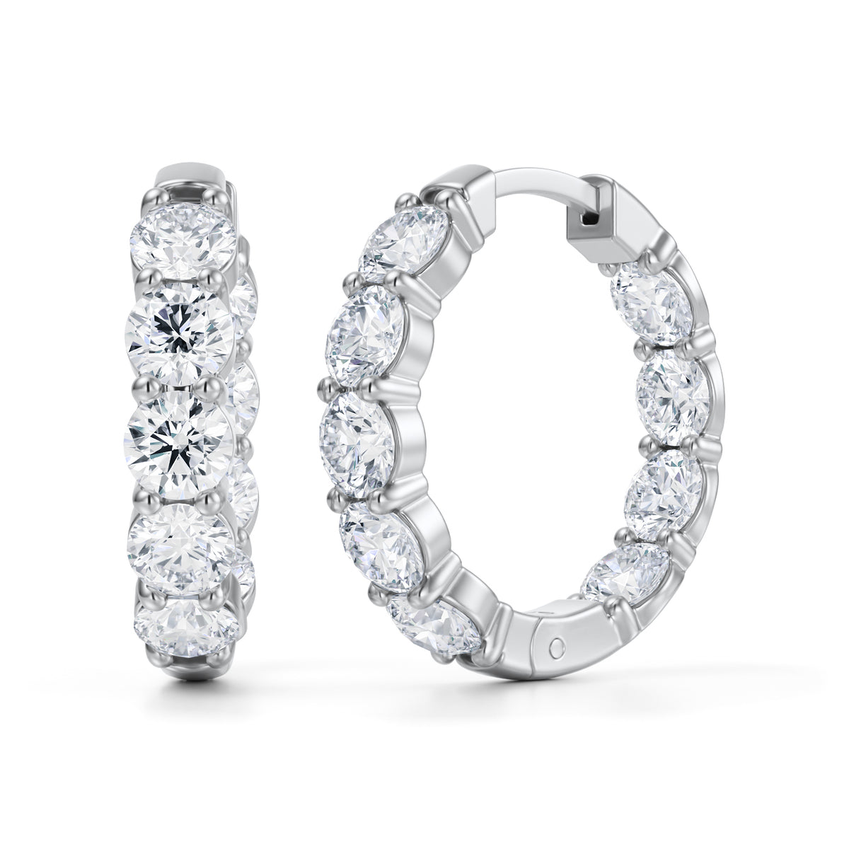 2 Carat Inside Outside Lab Grown Diamond Hoop Earrings