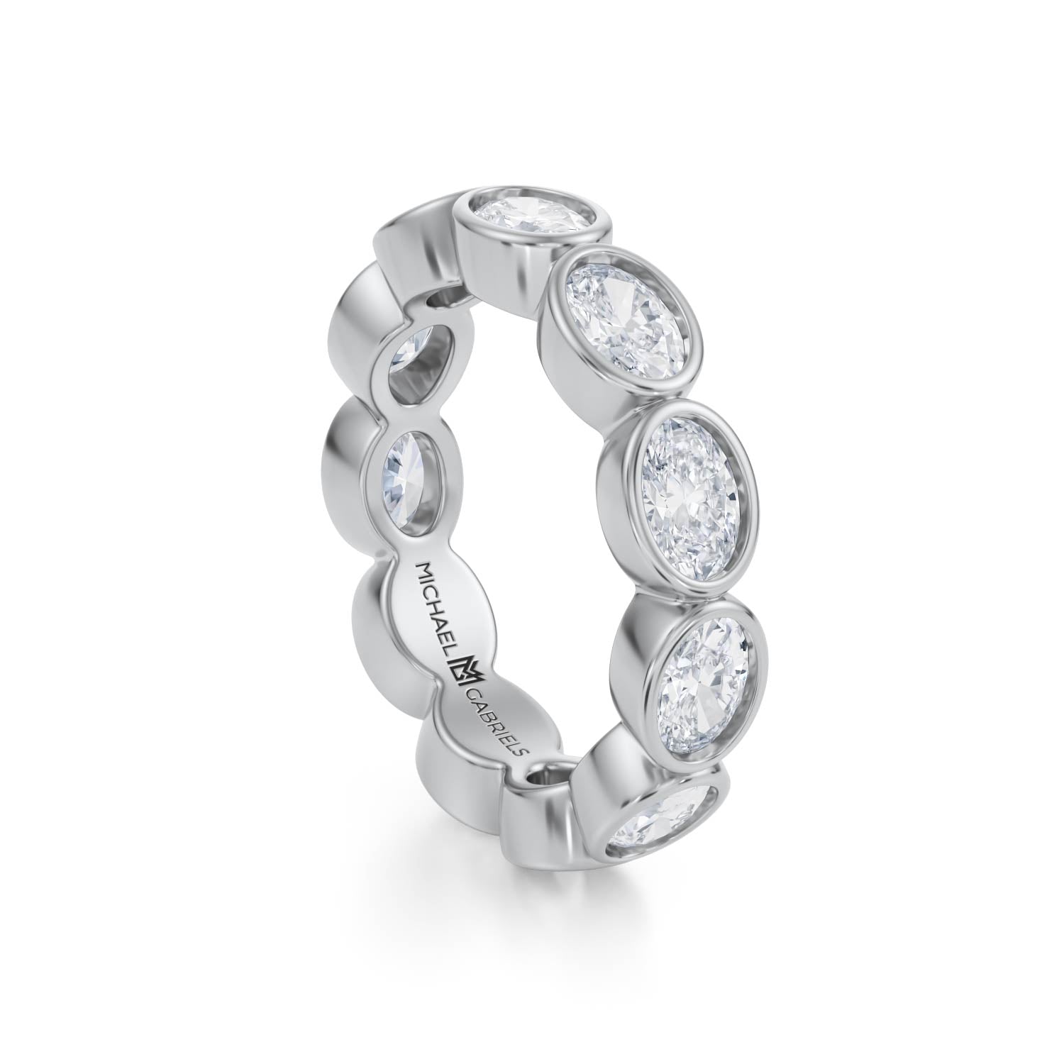 Oval Bezel Lab Grown Diamond Horizontal Eternity Band - Small - Michael Gabriels