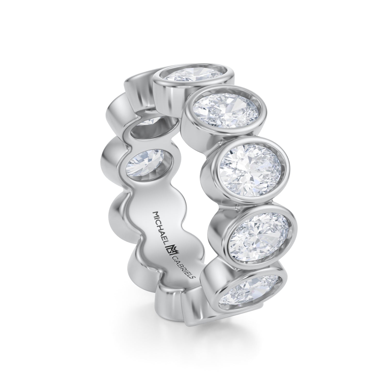 Oval Bezel Diamond Vertical Band Large Michael Gabriels