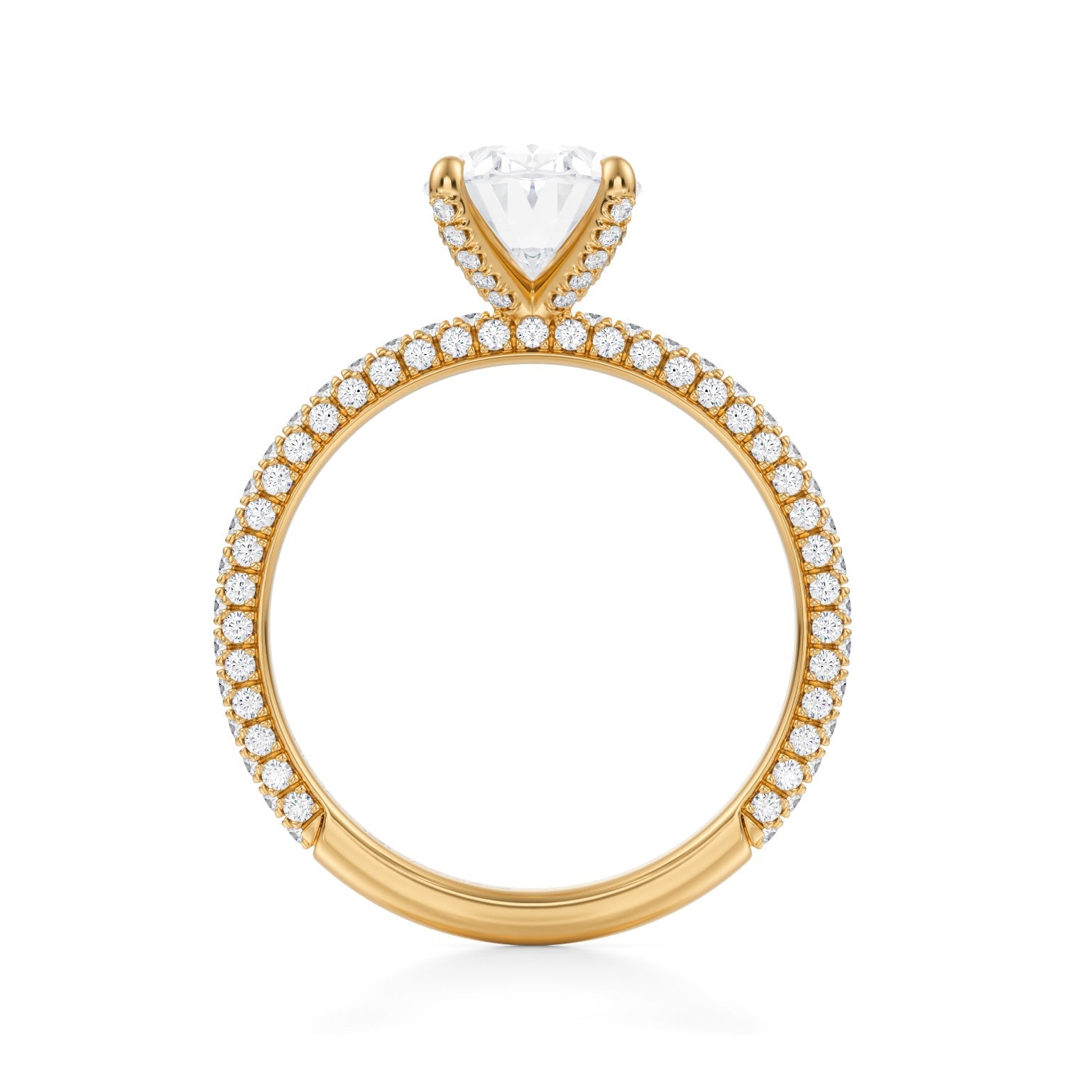 Oval Halo With Cathedral Pave Ring (2.70 Carat G-VVS2) - Michael Gabriels