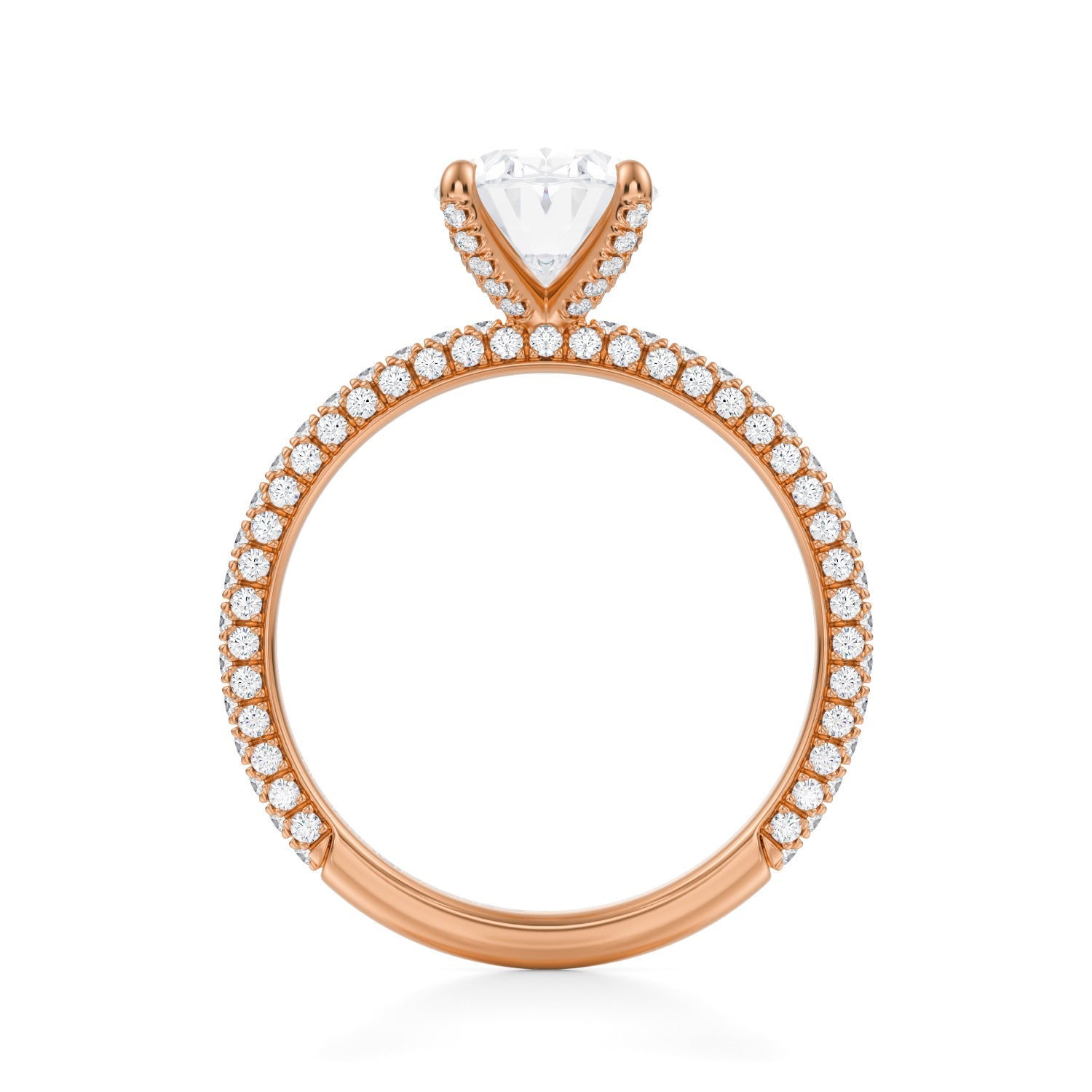 Oval Halo With Cathedral Pave Ring (3.50 Carat E-VVS2) - Michael Gabriels