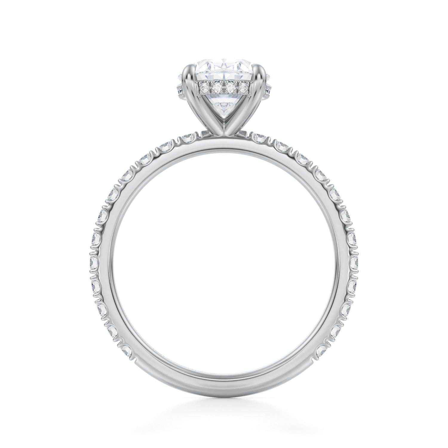 Oval Invisible Halo With Pave Ring (1.50 Carat F-VVS2) - Michael Gabriels