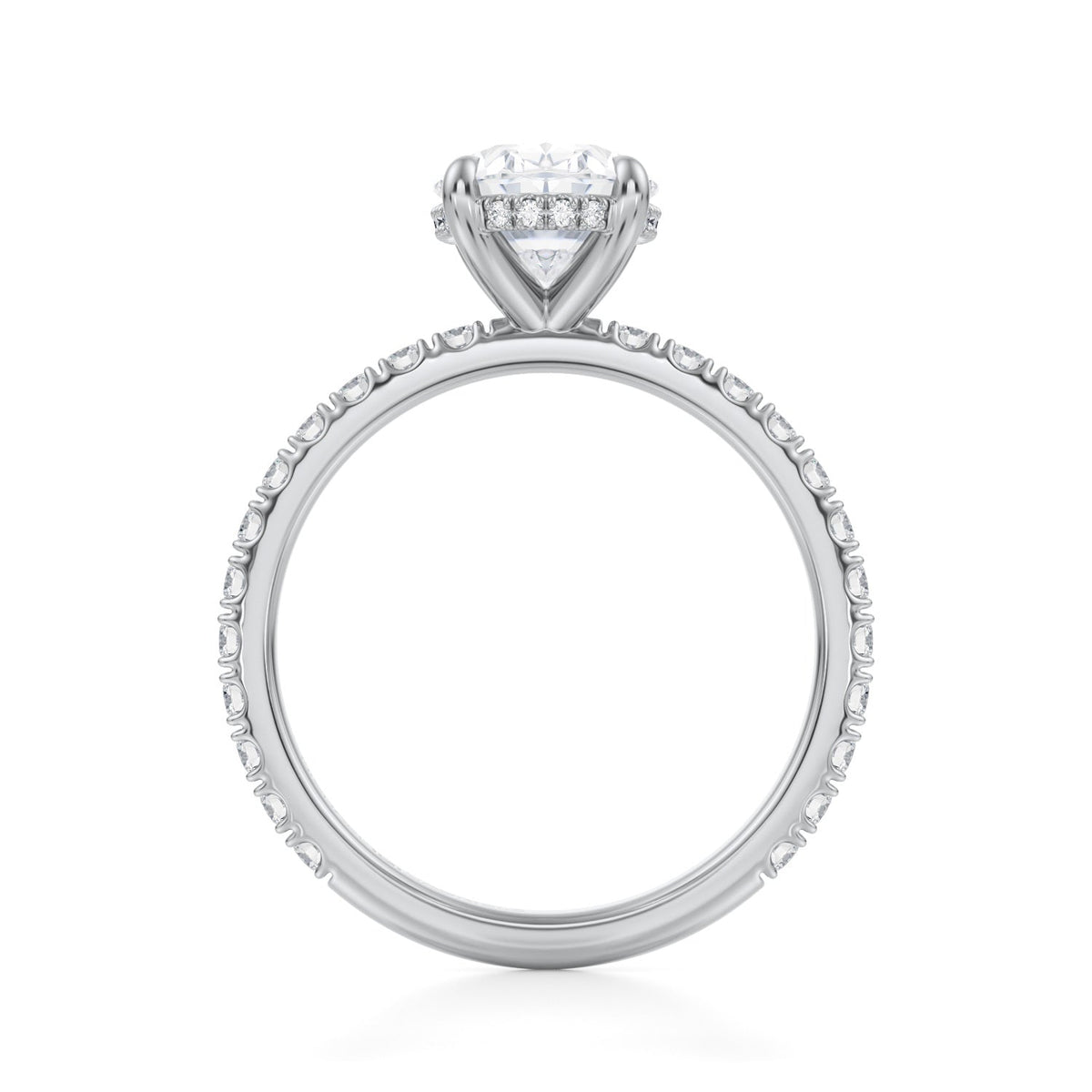 Oval Invisible Halo With Pave Ring (3.20 Carat F-VVS2) - Michael Gabriels