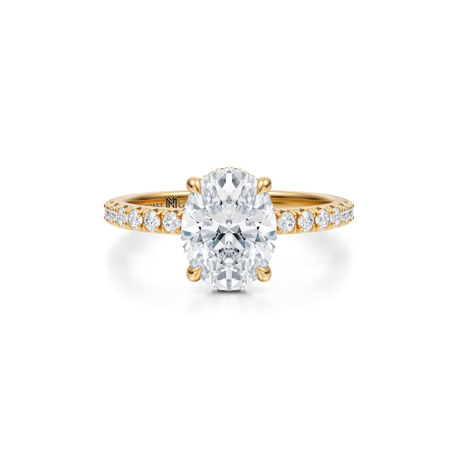 Oval Invisible Halo With Pave Ring (3.20 Carat F-VVS2) - Michael Gabriels