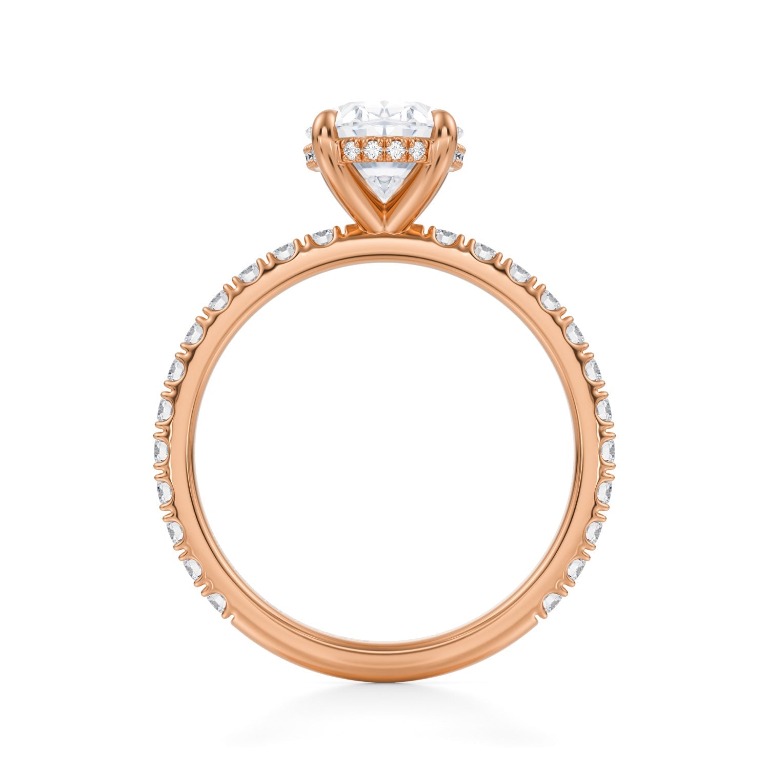 Oval Invisible Halo With Pave Ring (3.70 Carat E-VS1) - Michael Gabriels