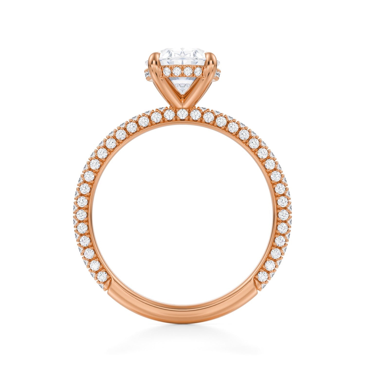 Oval Invisible Halo With Trio Pave Ring (1.70 Carat F-VS1) - Michael Gabriels