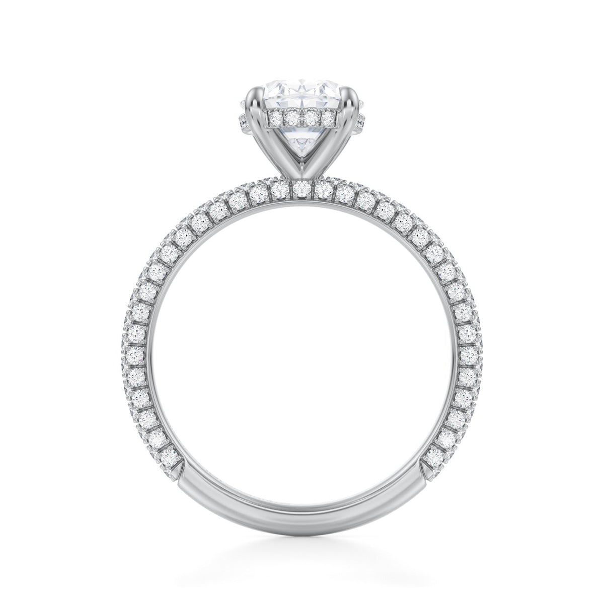 Oval Invisible Halo With Trio Pave Ring (3.70 Carat F-VS1) - Michael Gabriels
