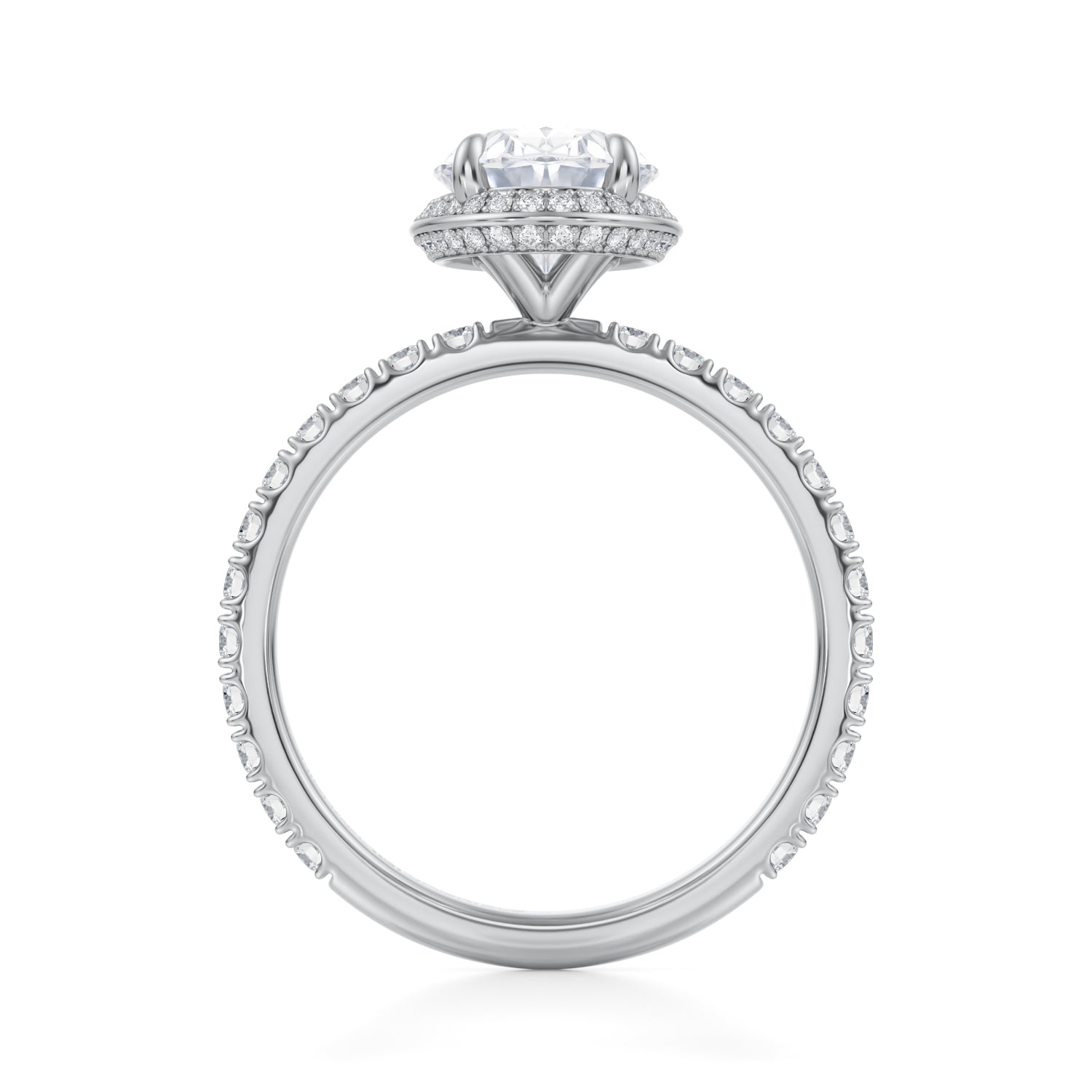 Oval Knife Edge Halo With Pave Ring (1.20 Carat D-VVS2) - Michael Gabriels