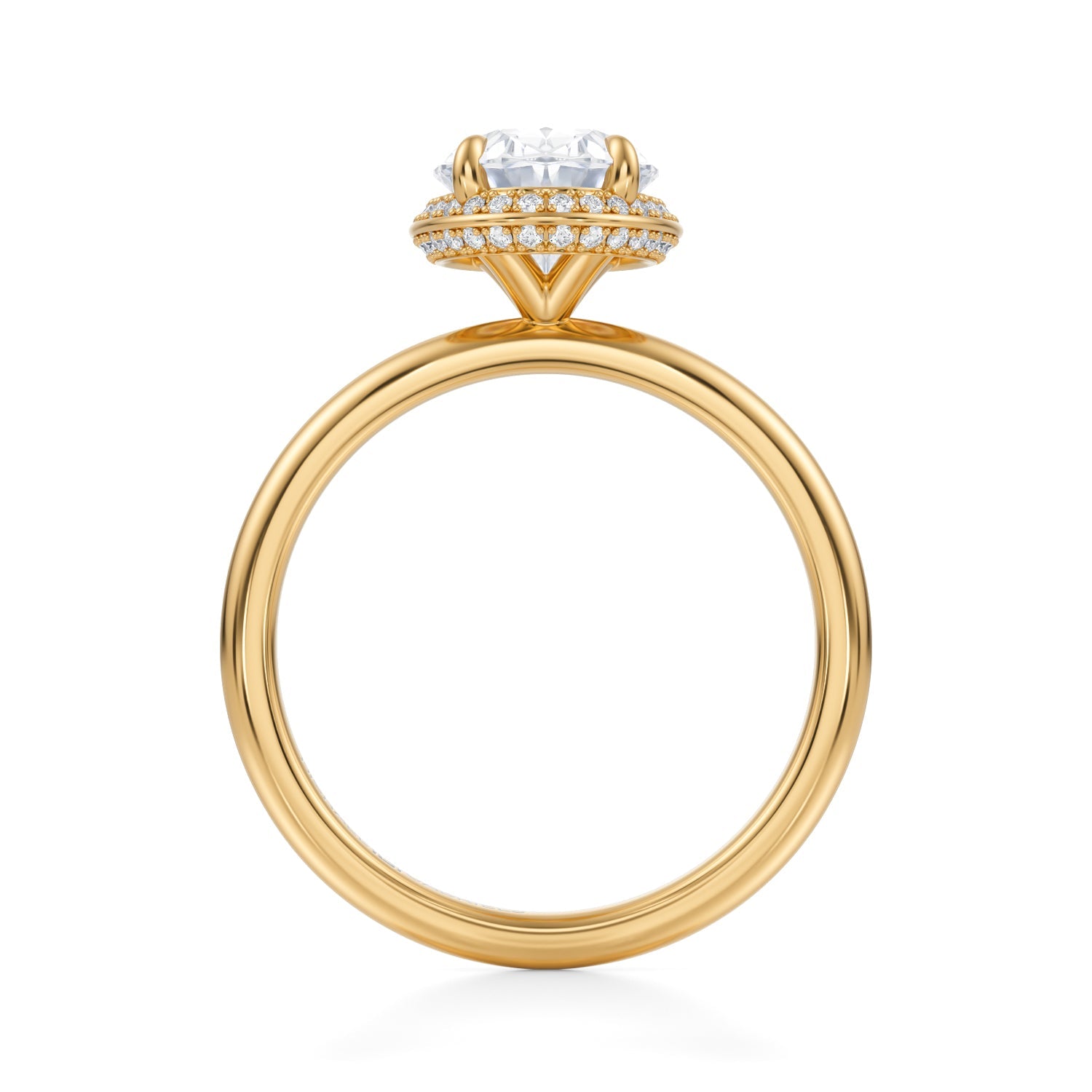 Oval Knife Edge Halo With Solitaire Ring (1.00 Carat E-VS1) - Michael Gabriels