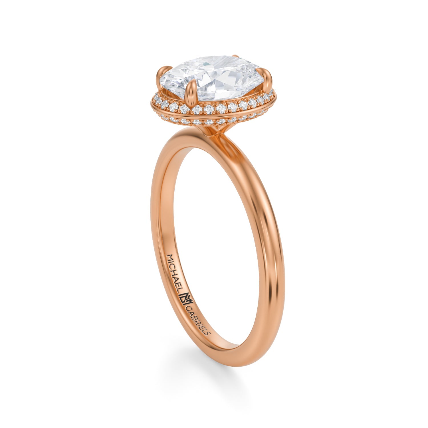Oval Knife Edge Halo With Solitaire Ring (1.50 Carat G-VVS2) - Michael Gabriels