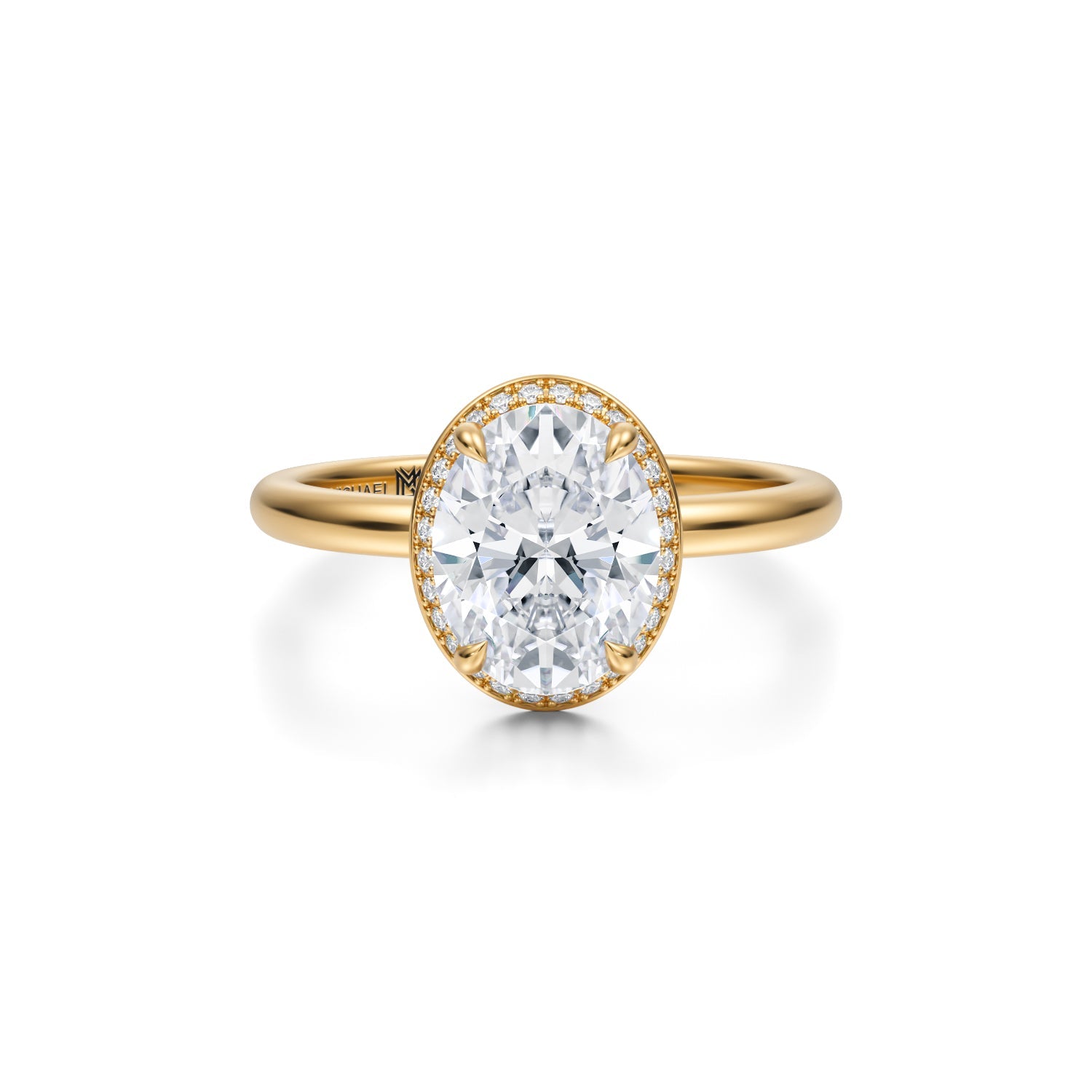 Oval Knife Edge Halo With Solitaire Ring (1.70 Carat E-VVS2) - Michael Gabriels