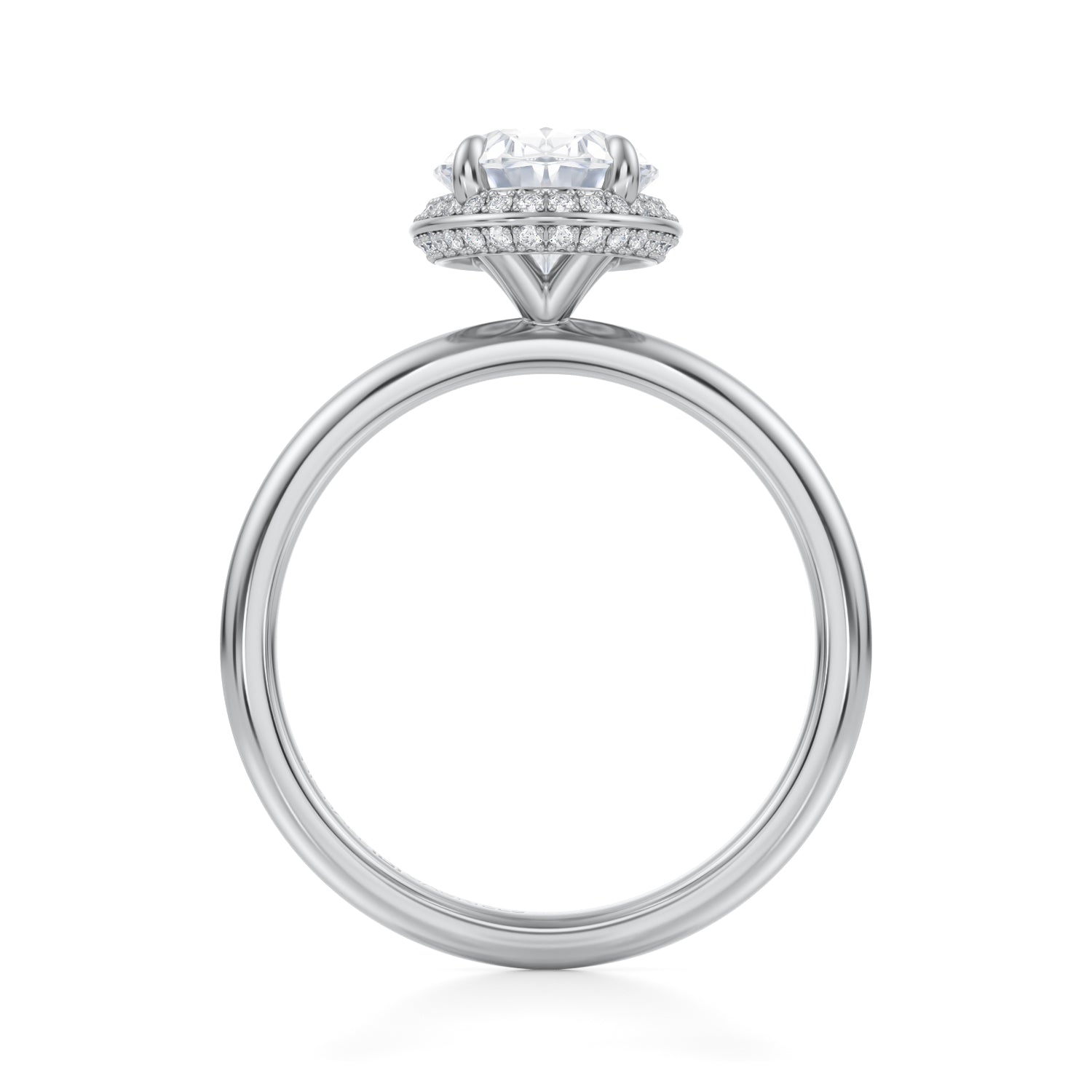 Oval Knife Edge Halo With Solitaire Ring (3.20 Carat D-VVS2) - Michael Gabriels