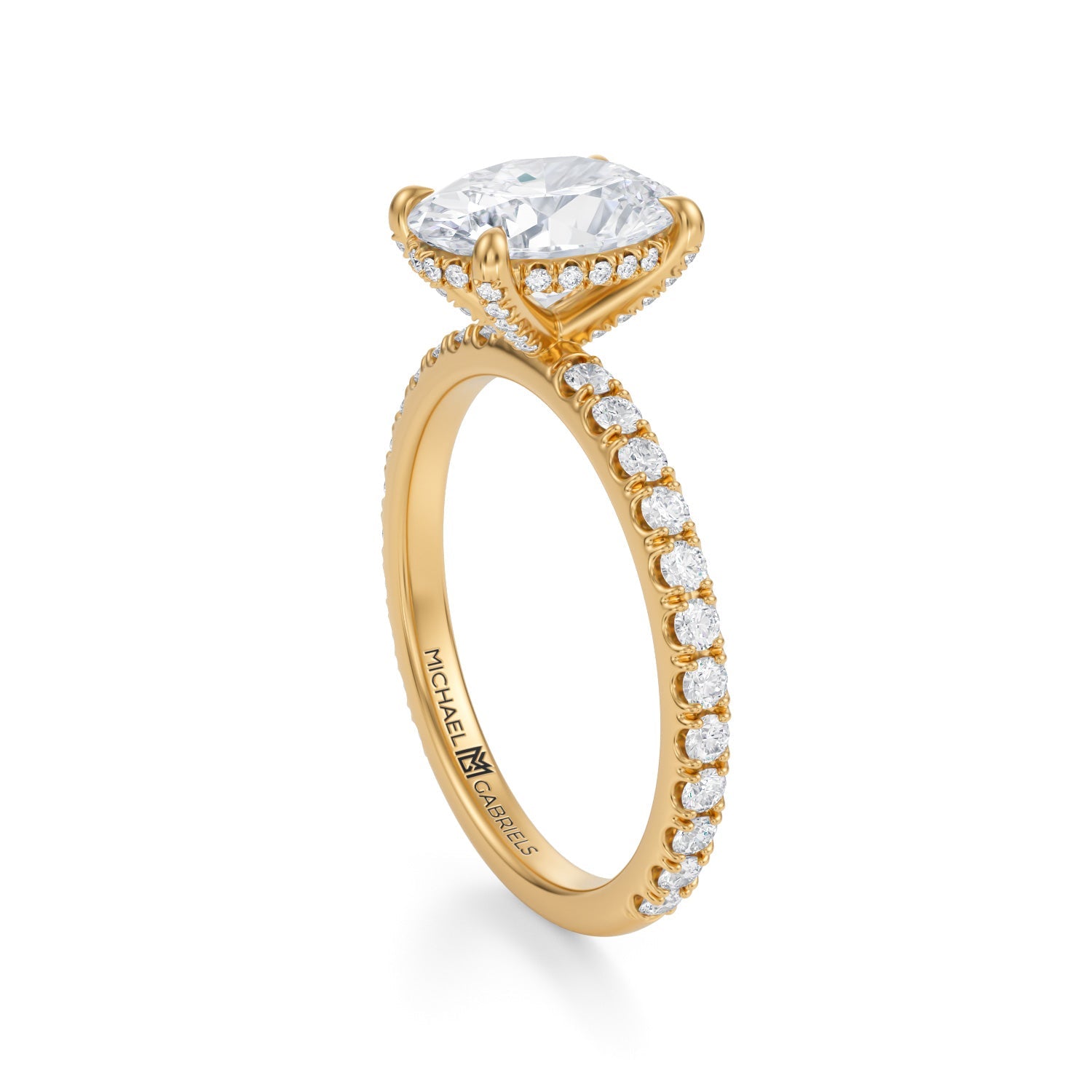 Oval Pave Basket With Pave Ring (2.70 Carat F-VVS2) - Michael Gabriels