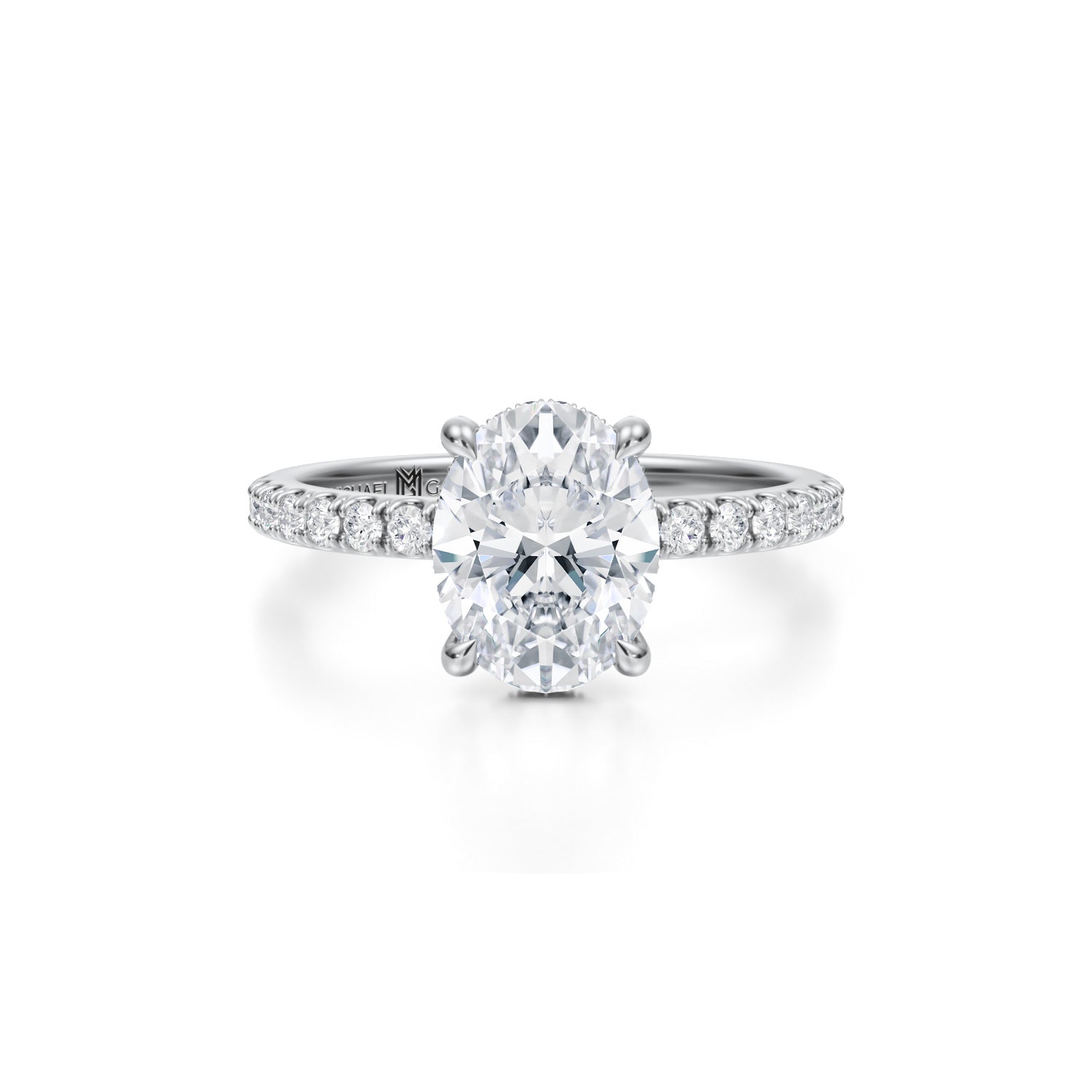 Oval Pave Basket With Pave Ring (3.00 Carat D-VS1) - Michael Gabriels