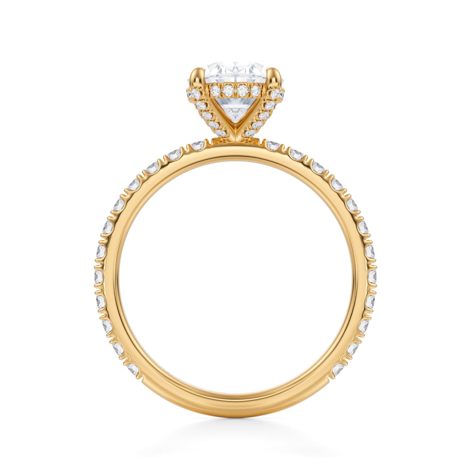Oval Pave Basket With Pave Ring (3.00 Carat E-VVS2) - Michael Gabriels
