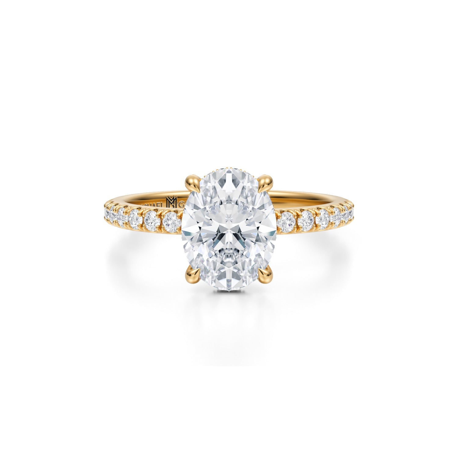 Oval Pave Basket With Pave Ring (3.00 Carat E-VVS2) - Michael Gabriels