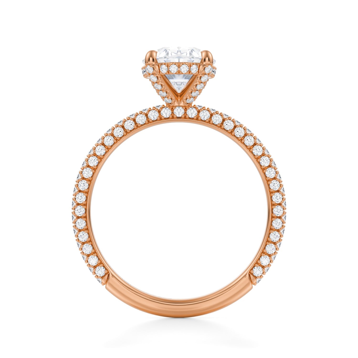 Oval Pave Basket With Trio Pave Ring (3.00 Carat E-VS1) - Michael Gabriels