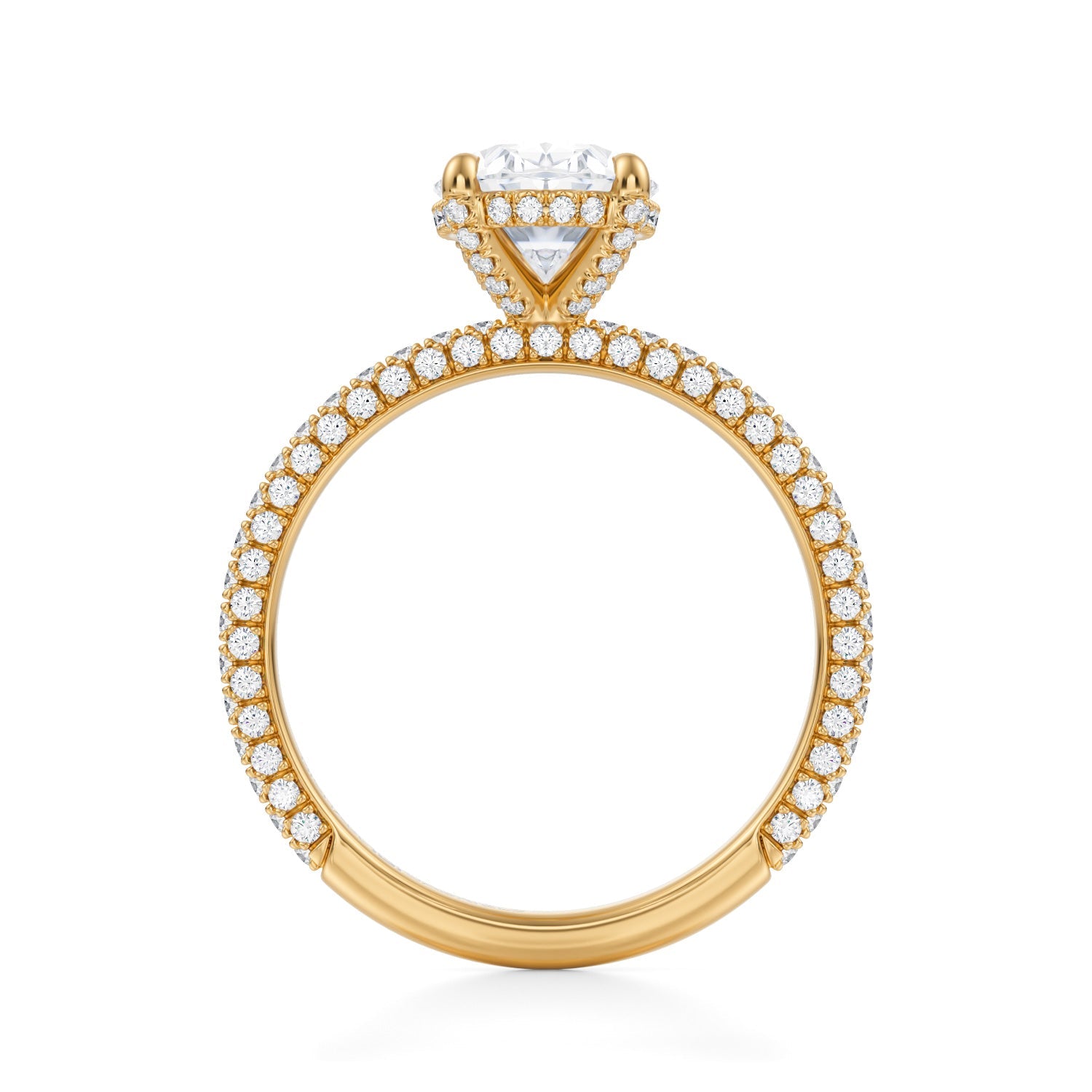 Oval Pave Basket With Trio Pave Ring (3.00 Carat E-VS1) - Michael Gabriels