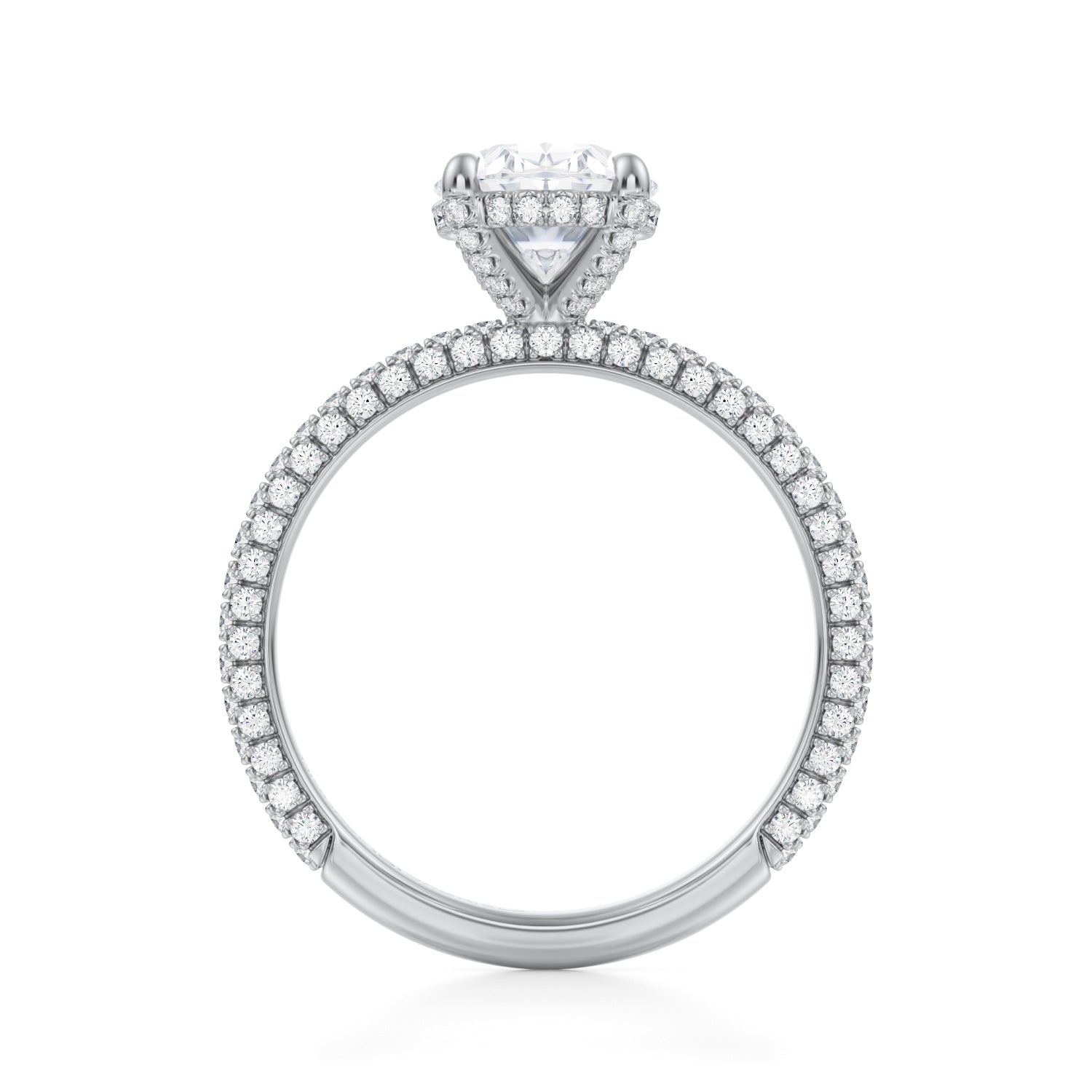 Oval Pave Basket With Trio Pave Ring (3.00 Carat E-VS1) - Michael Gabriels