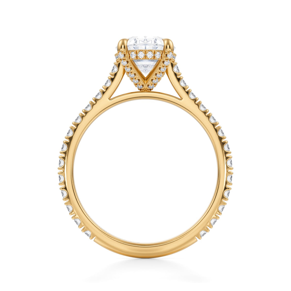 Oval Pave Cathedral Ring With Pave Basket (3.70 Carat F-VS1) - Michael Gabriels