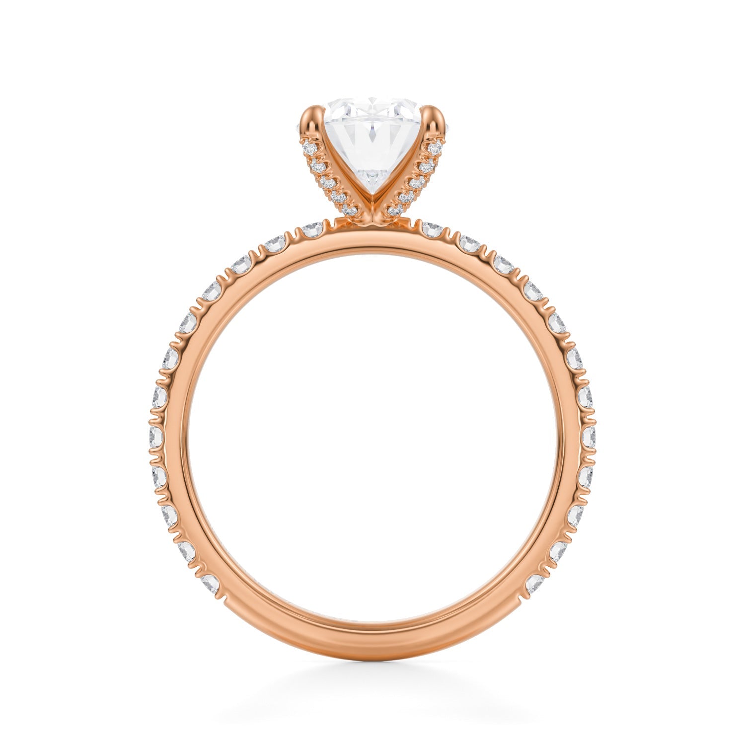 Oval Pave Ring With Pave Prongs (1.40 Carat D-VVS2) - Michael Gabriels