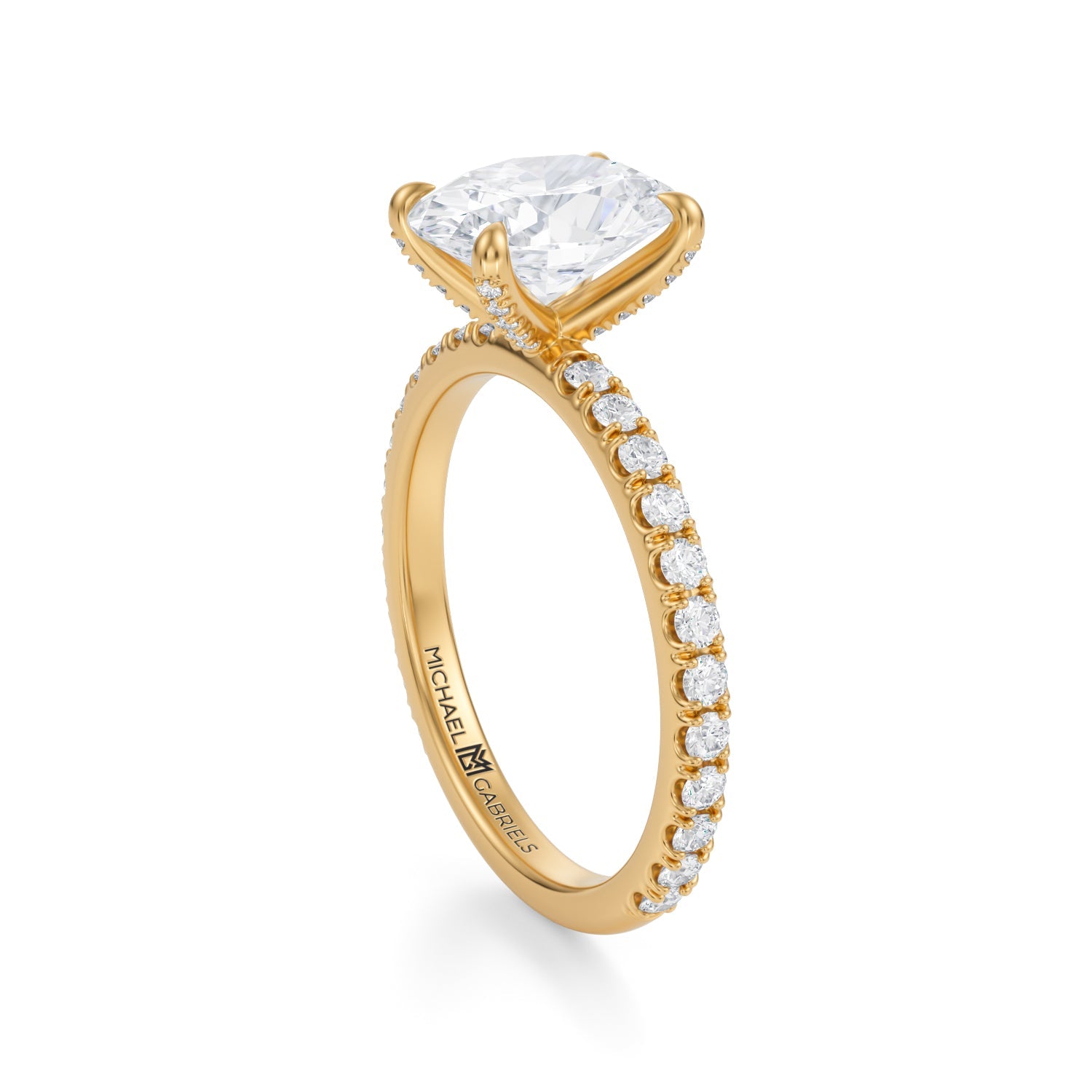 Oval Pave Ring With Pave Prongs (3.70 Carat G-VS1) - Michael Gabriels