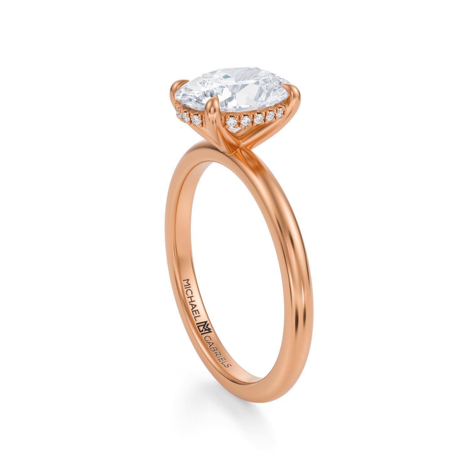Oval Solitaire Ring With Invisible Halo (1.40 Carat F-VVS2) - Michael Gabriels