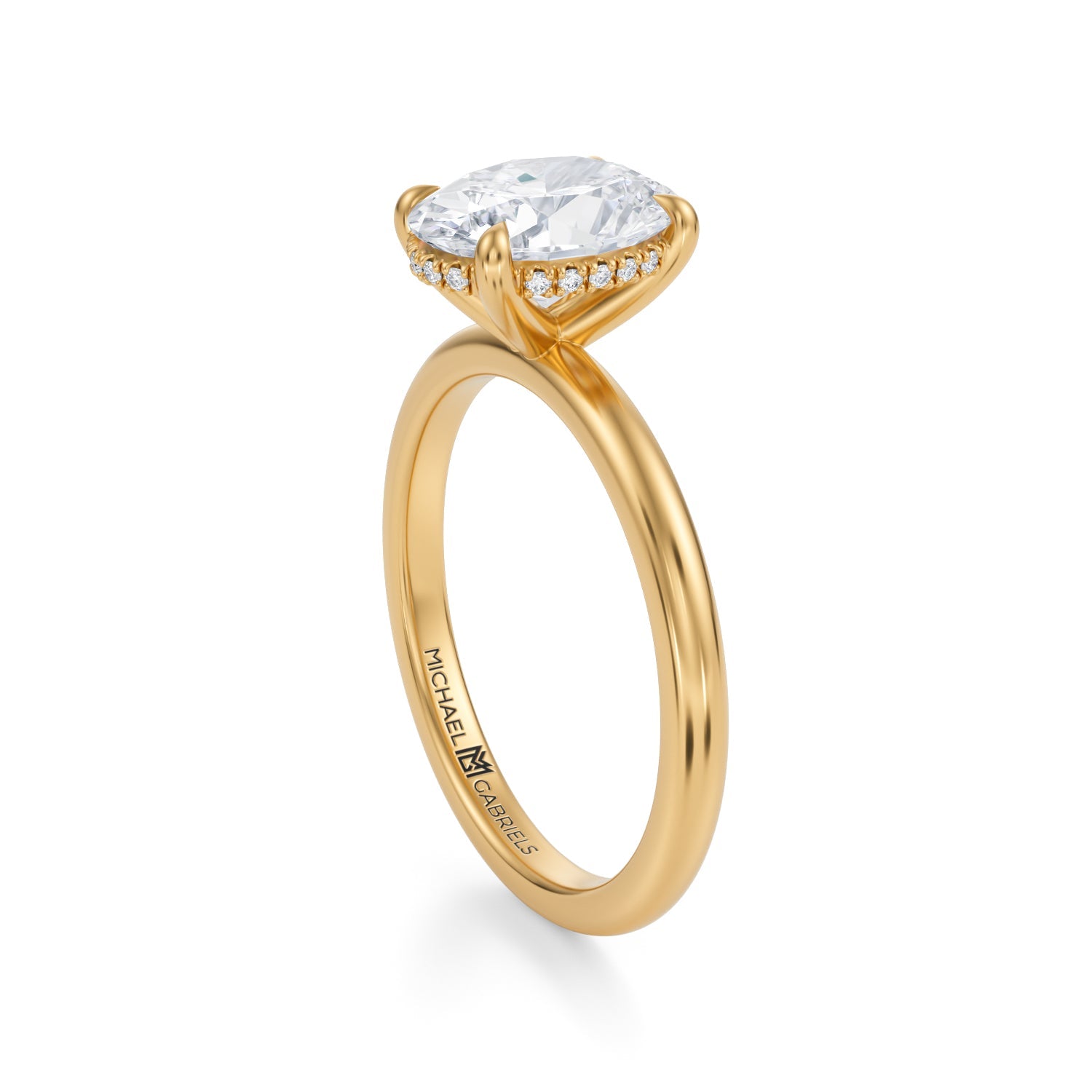 Oval Solitaire Ring With Invisible Halo (1.40 Carat F-VVS2) - Michael Gabriels