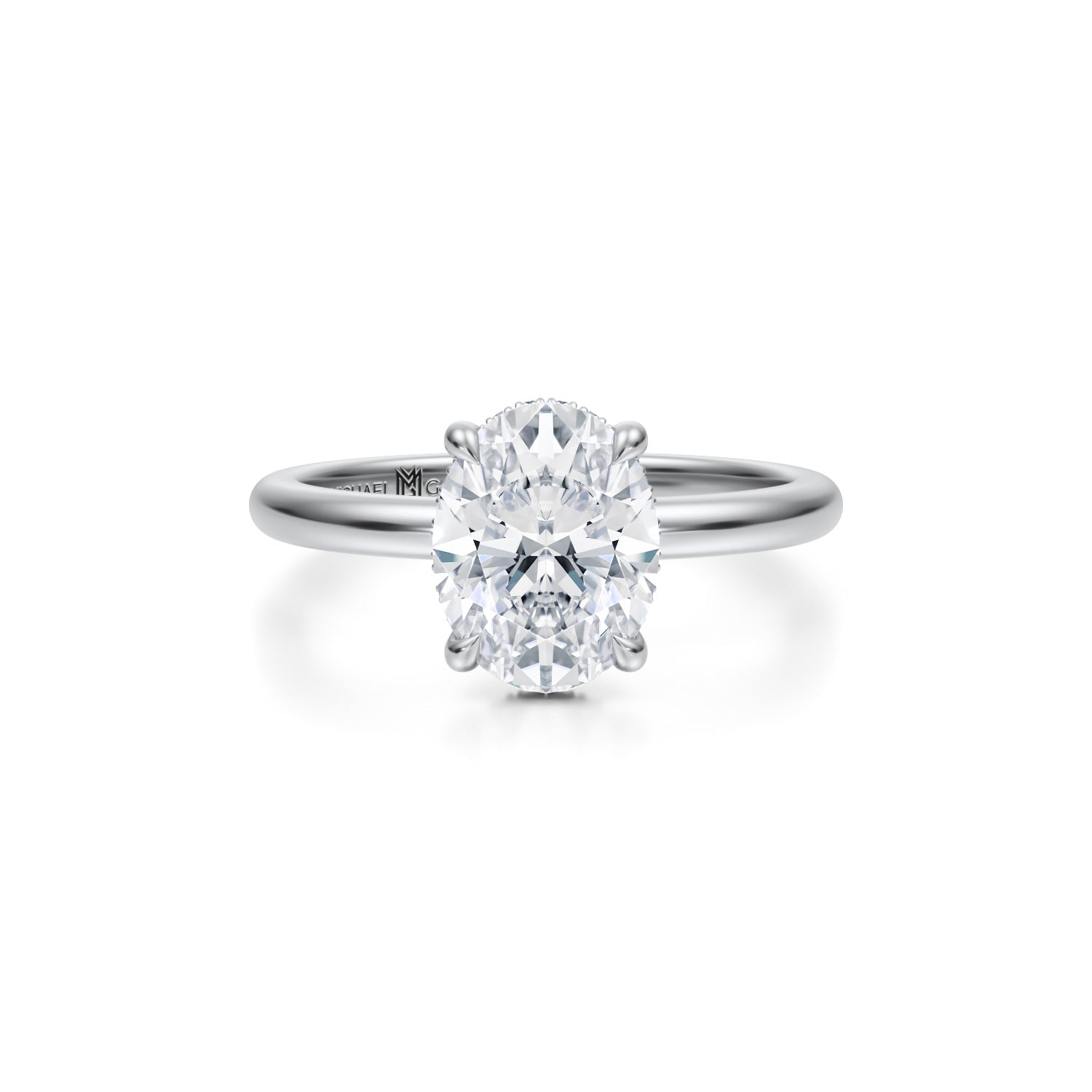 Oval Solitaire Ring With Invisible Halo (3.00 Carat F-VS1) - Michael Gabriels