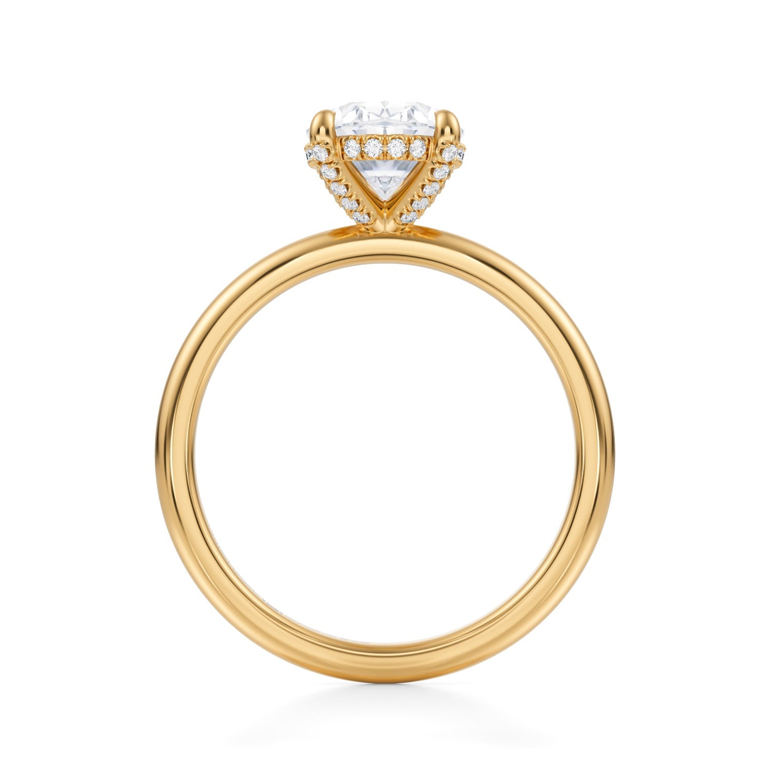 Oval Solitaire Ring With Pave Basket (2.50 Carat G-VS1) - Michael Gabriels