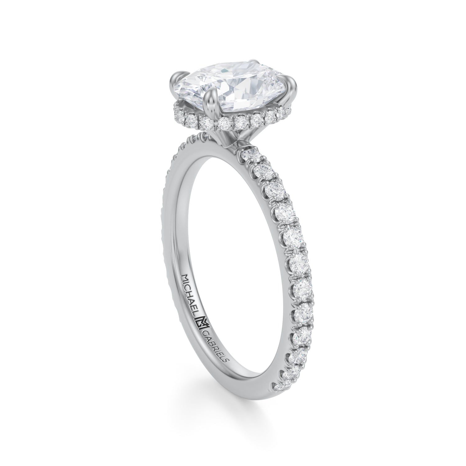 Oval Wrap Halo With Pave Ring (3.70 Carat E-VVS2) - Michael Gabriels