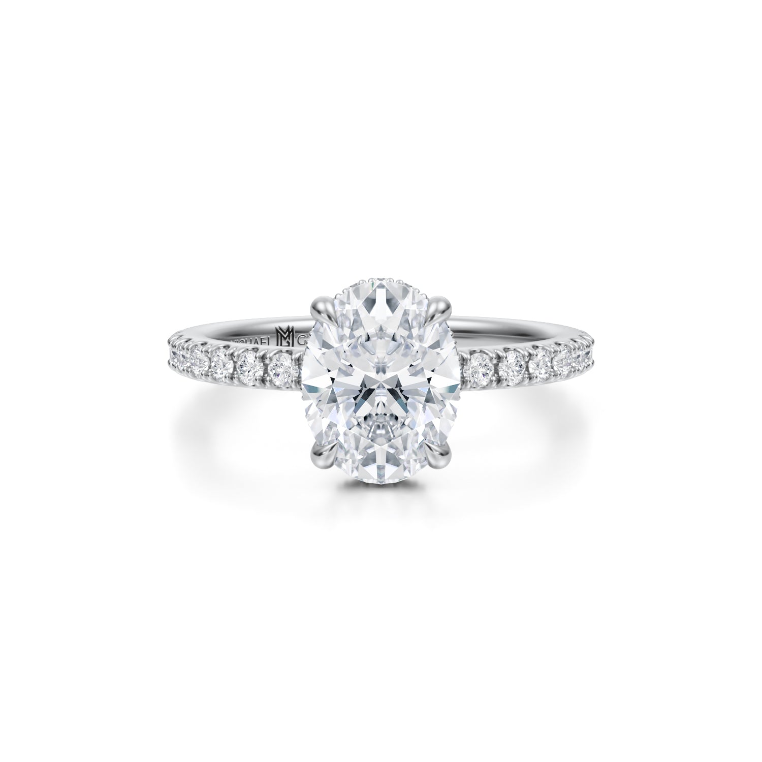 Oval Wrap Halo With Pave Ring (3.70 Carat G-VVS2) - Michael Gabriels