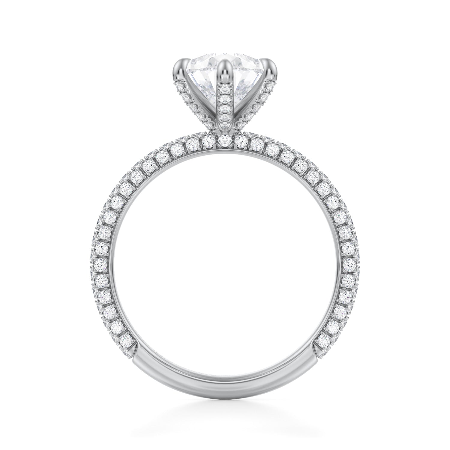 Pear Double Edge Halo With Cathedral Trio Pave Ring (1.20 Carat D-VS1) - Michael Gabriels