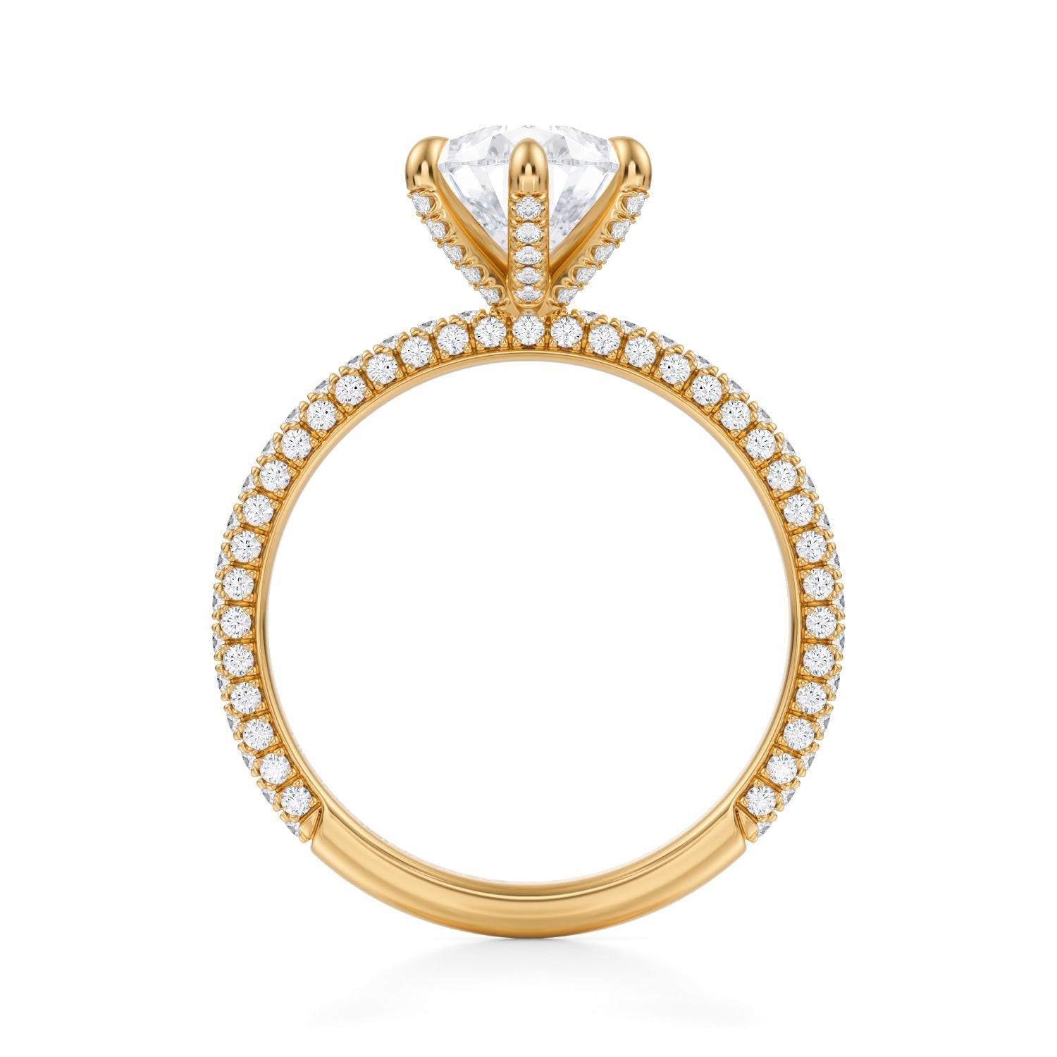 Pear Double Edge Halo With Cathedral Trio Pave Ring (2.50 Carat D-VS1) - Michael Gabriels