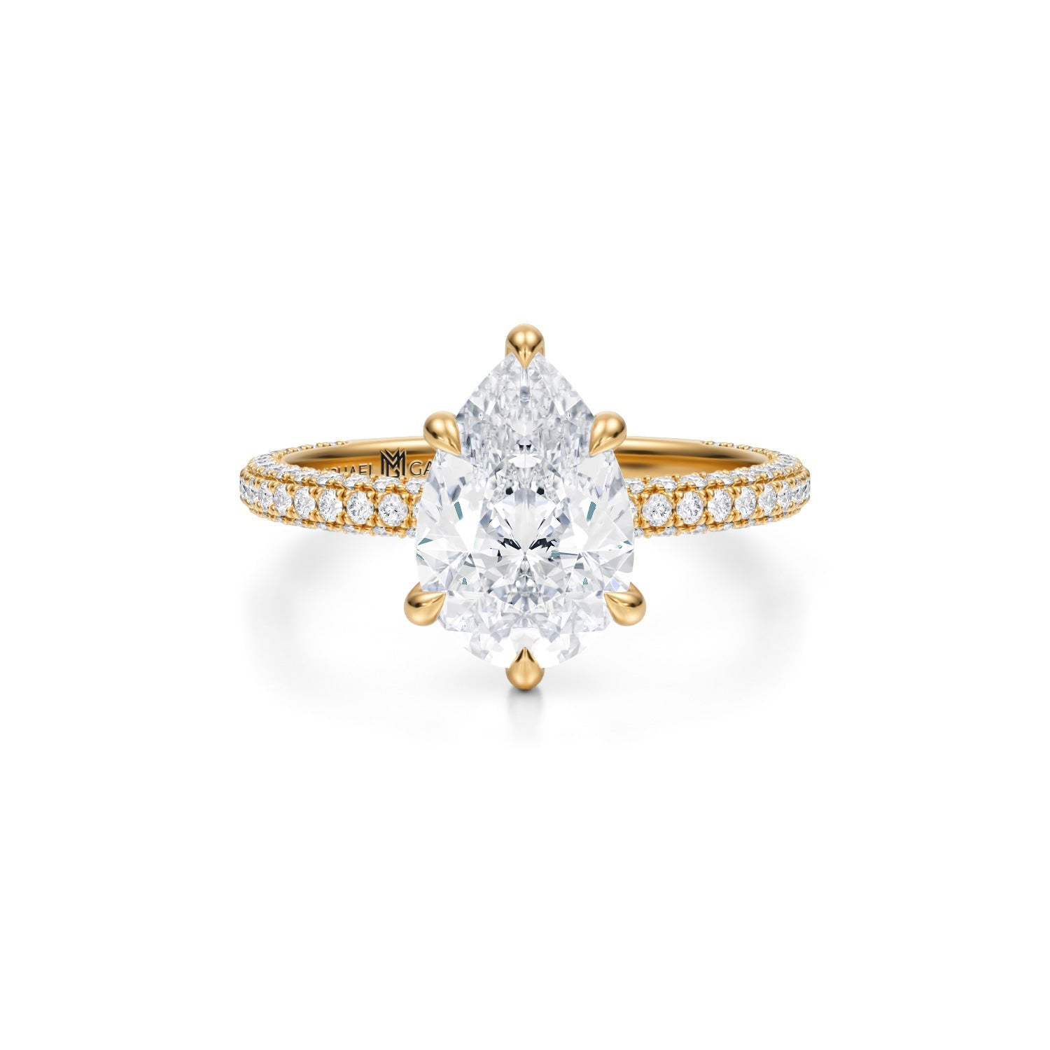 Pear Double Edge Halo With Solitaire Ring (2.00 Carat E-VS1) - Michael Gabriels